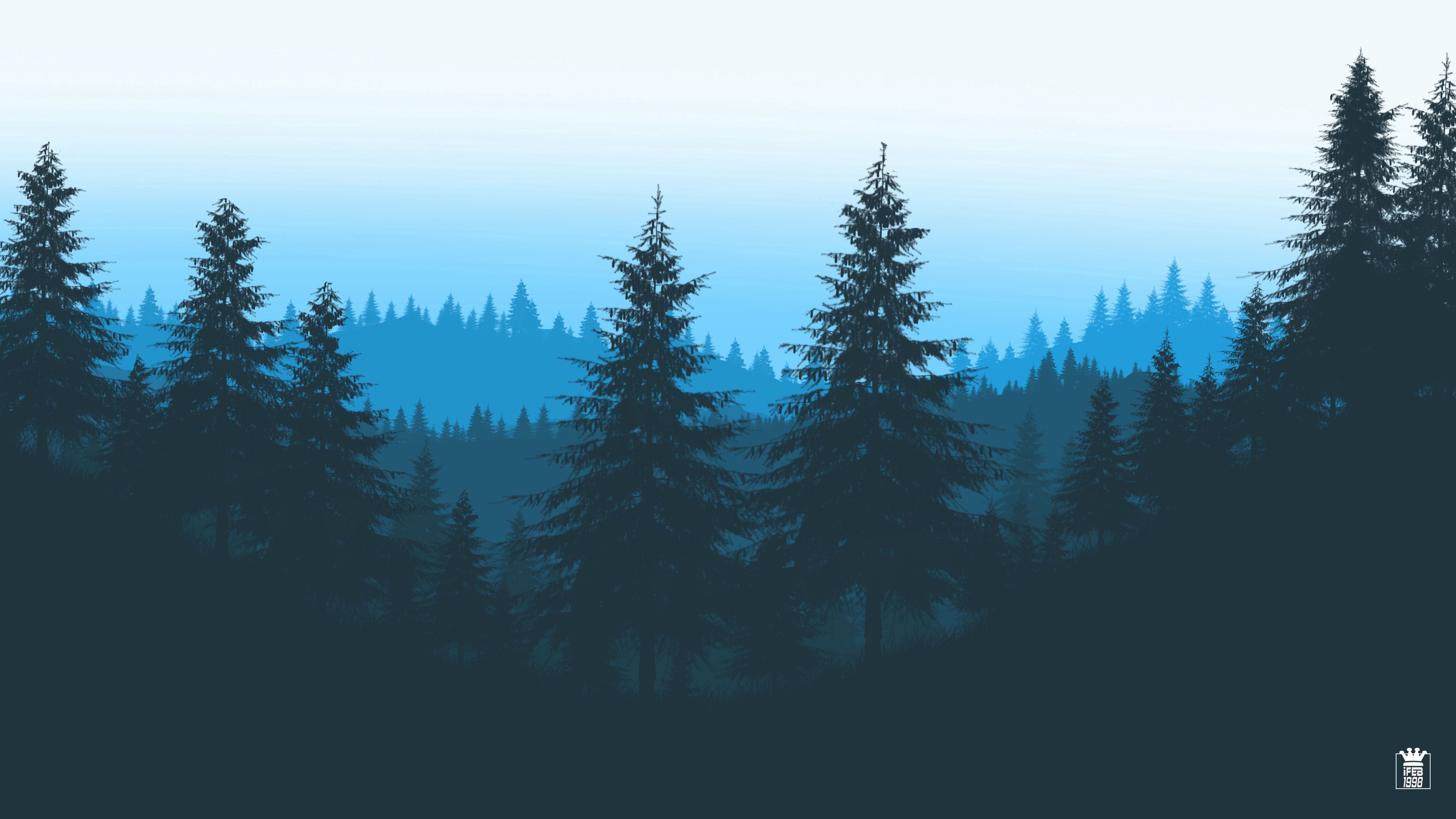 vector, art, forest, trees, mountains Image for desktop