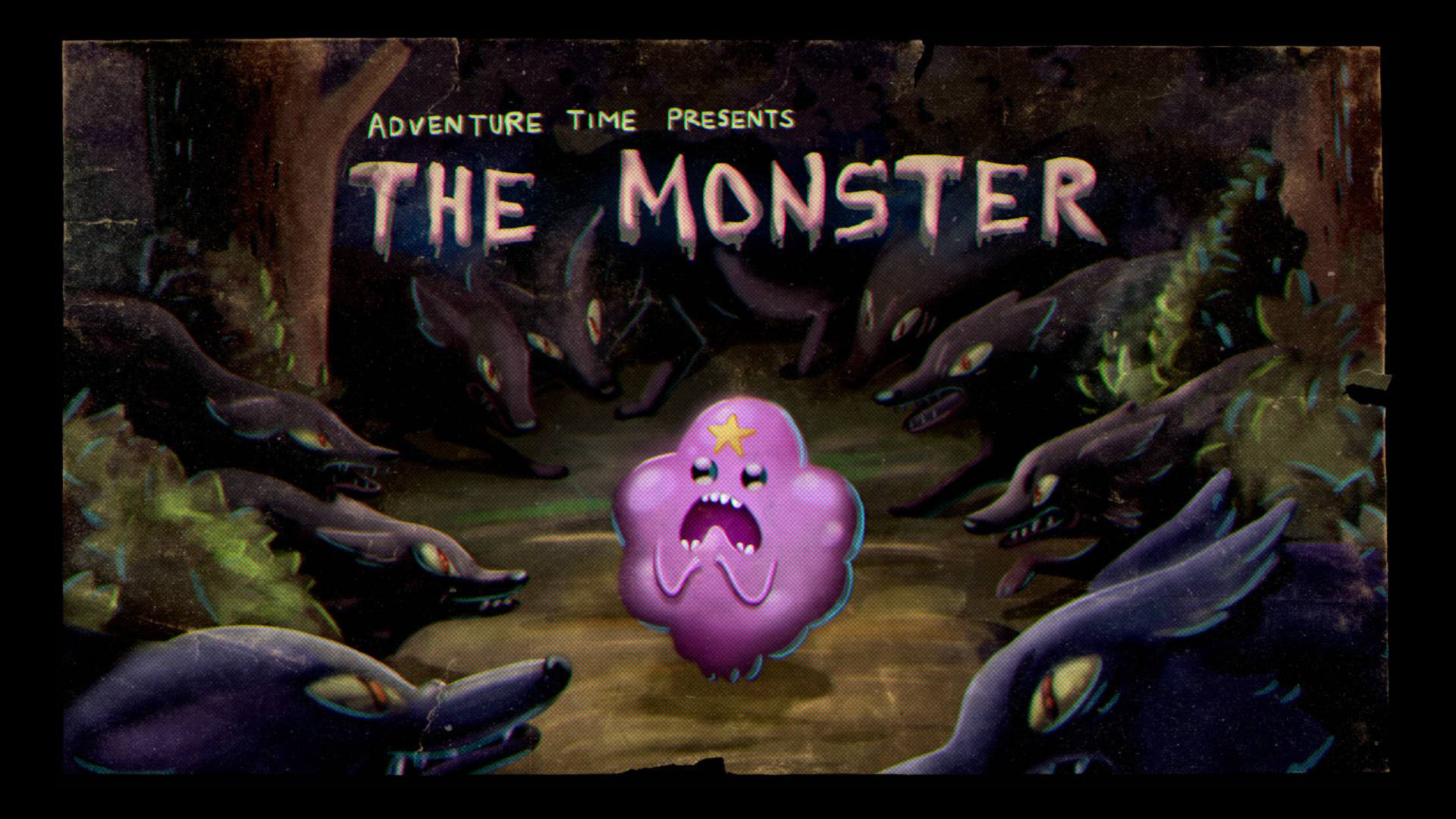 The monster way. Время приключений чудовища. Время приключений монстры. Adventure time title Cards.