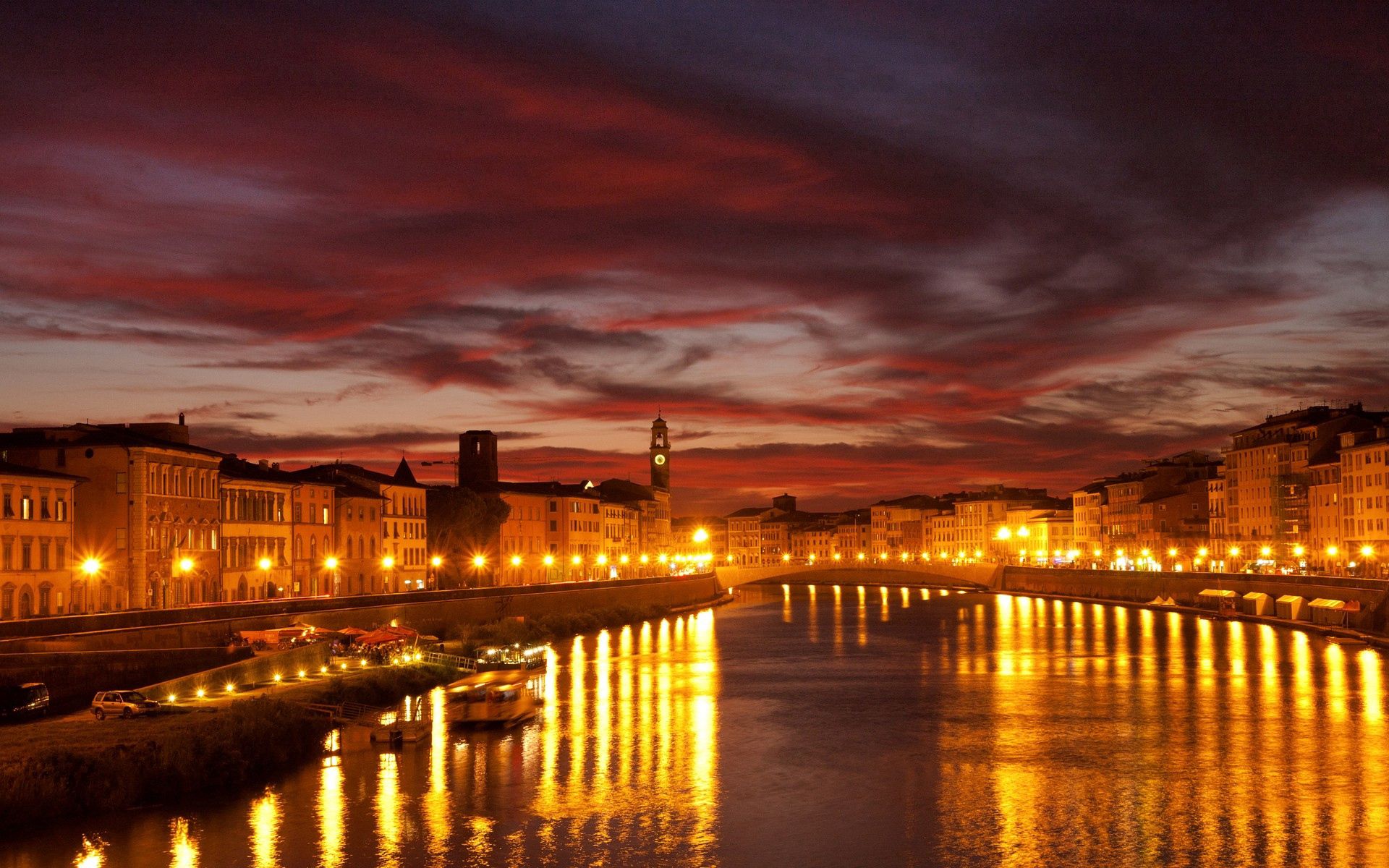Téléchargez des papiers peints mobile Pont, Ville, Lumières De La Ville, Villes, Canal, Venise gratuitement.