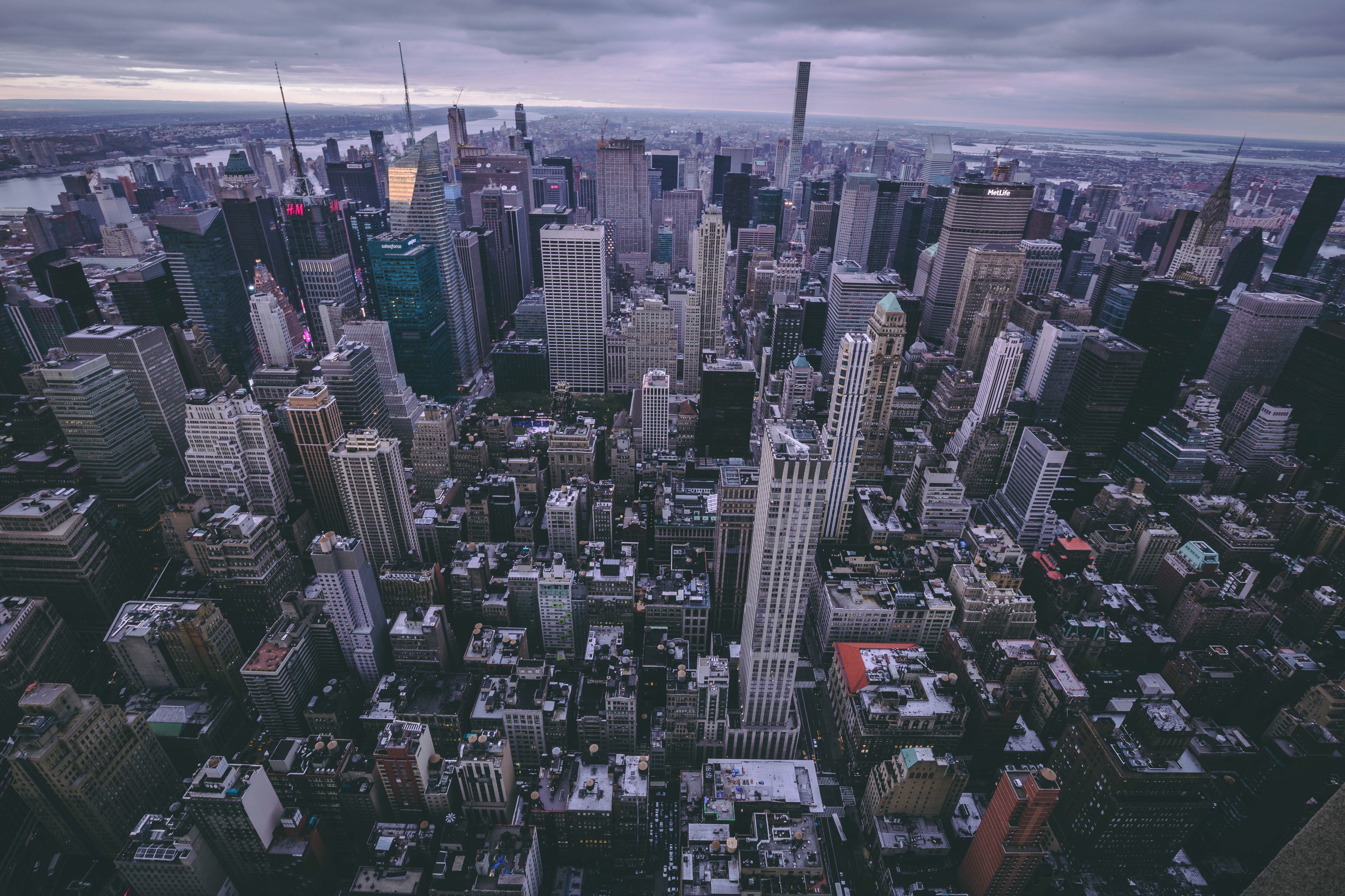 免费下载城市, 摩天大楼, 从上面看, 顶视图, 美国, 纽约手机壁纸。