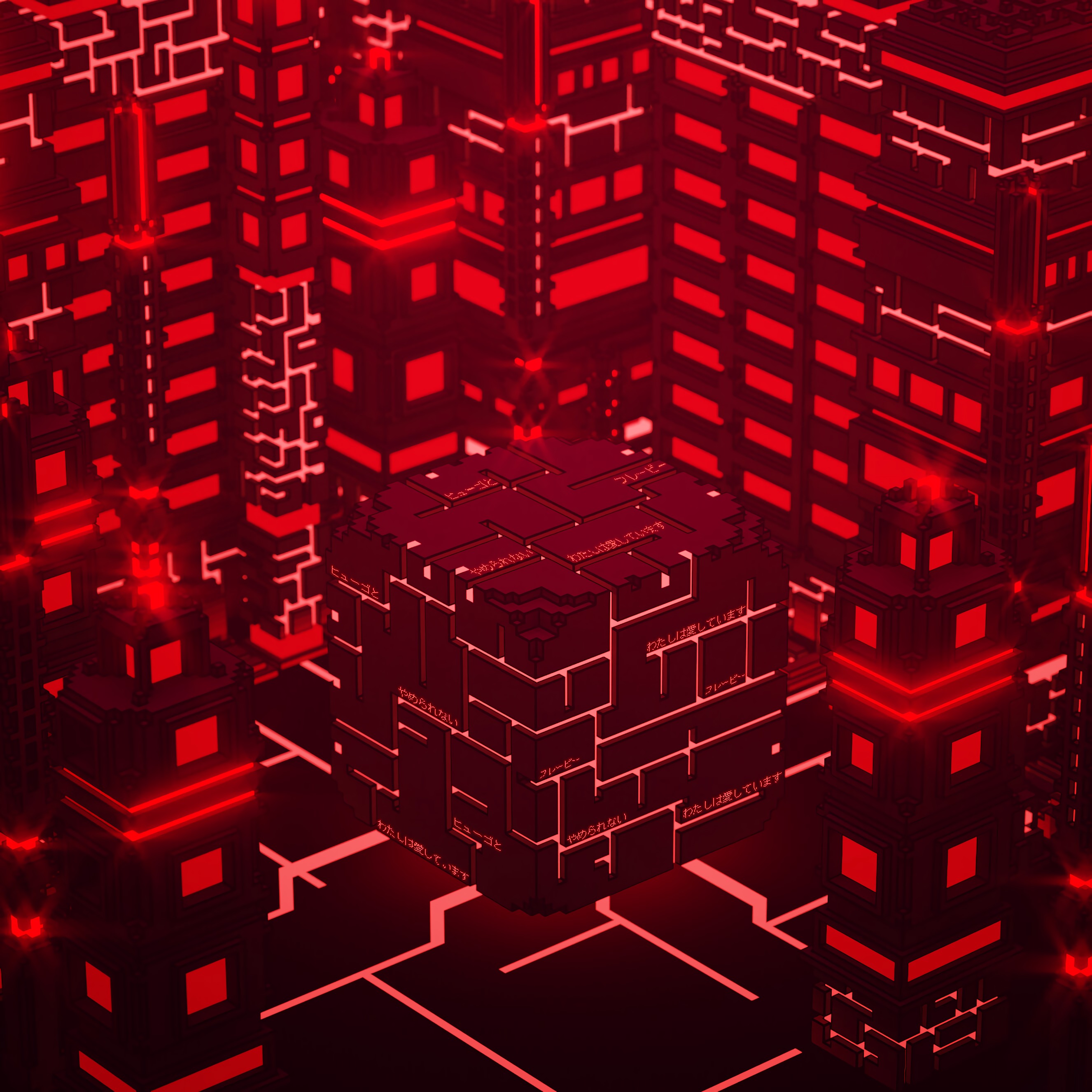 3d, red, building, inscription, cube, scheme
