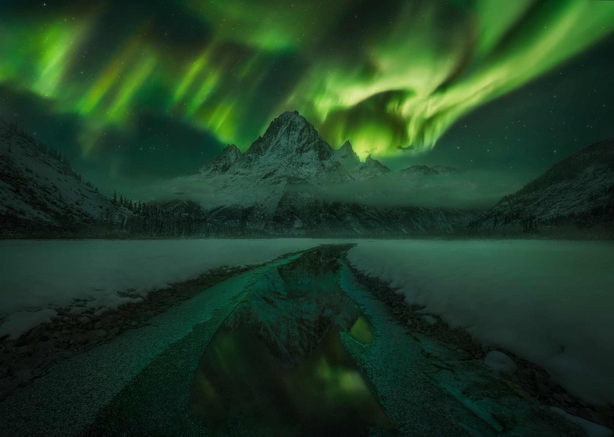 nature, aurora borealis, alaska, earth, ice, landscape, mountain, night, sky images