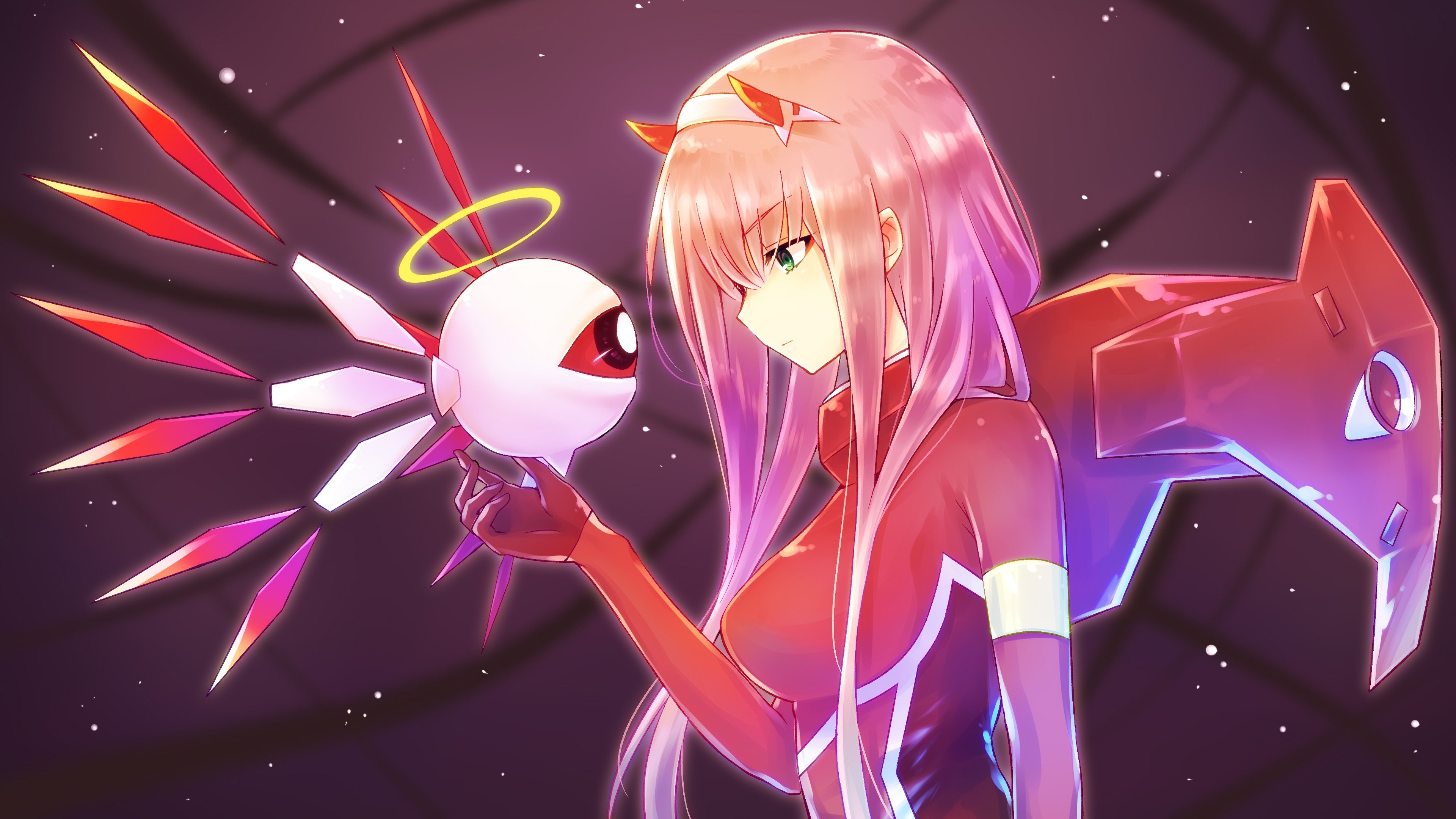 anime, crossover, darling in the franxx, kirby, zero (kirby), zero two (darling in the franxx) HD wallpaper