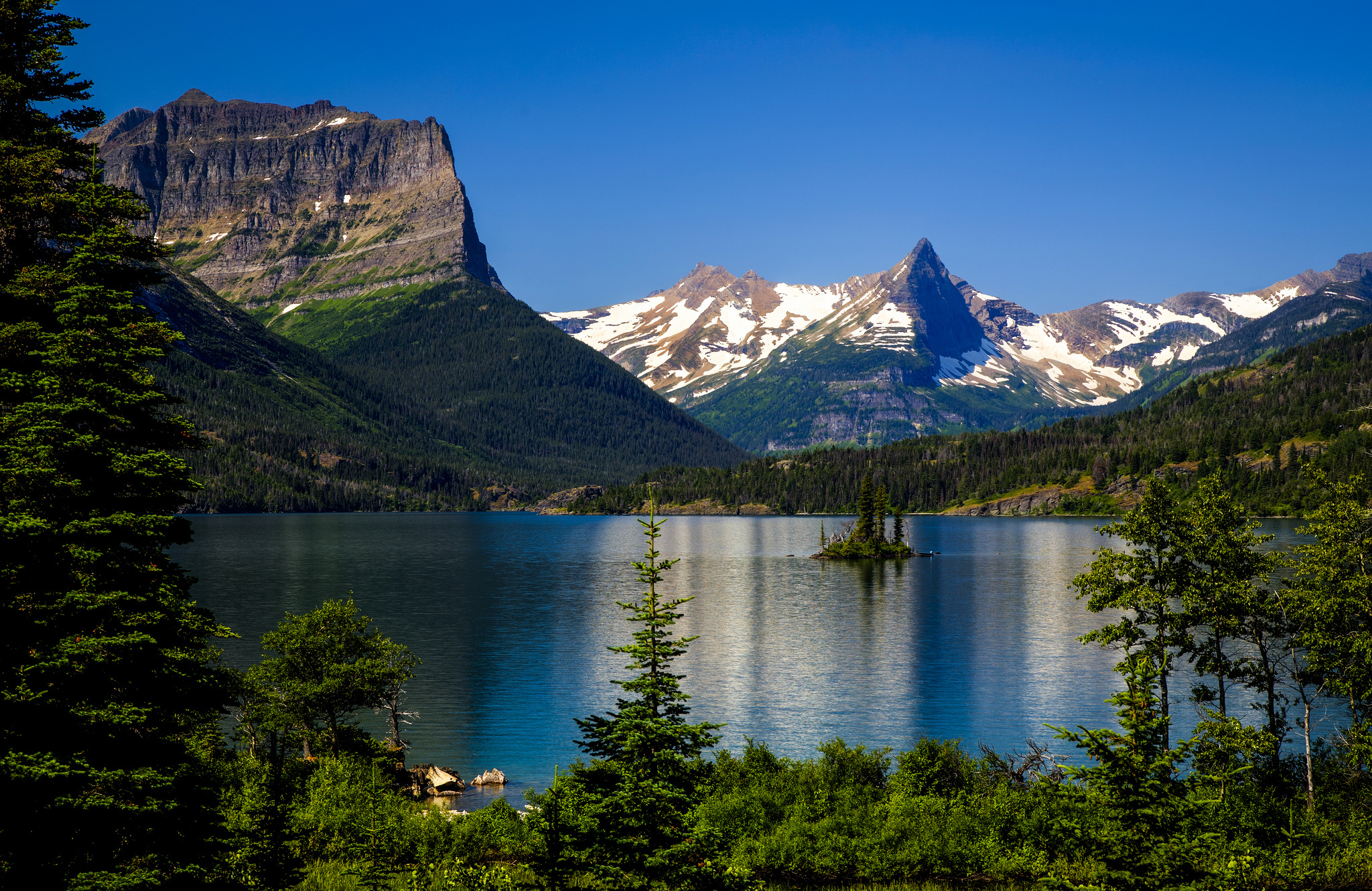 lake, glacier national park, earth, forest, man made, mountain, tree, lakes