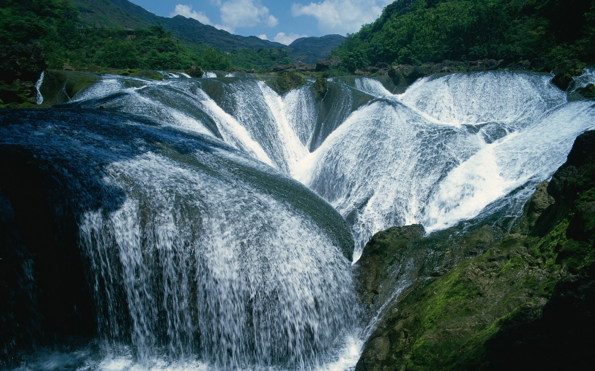 waterfalls, landscape, blue