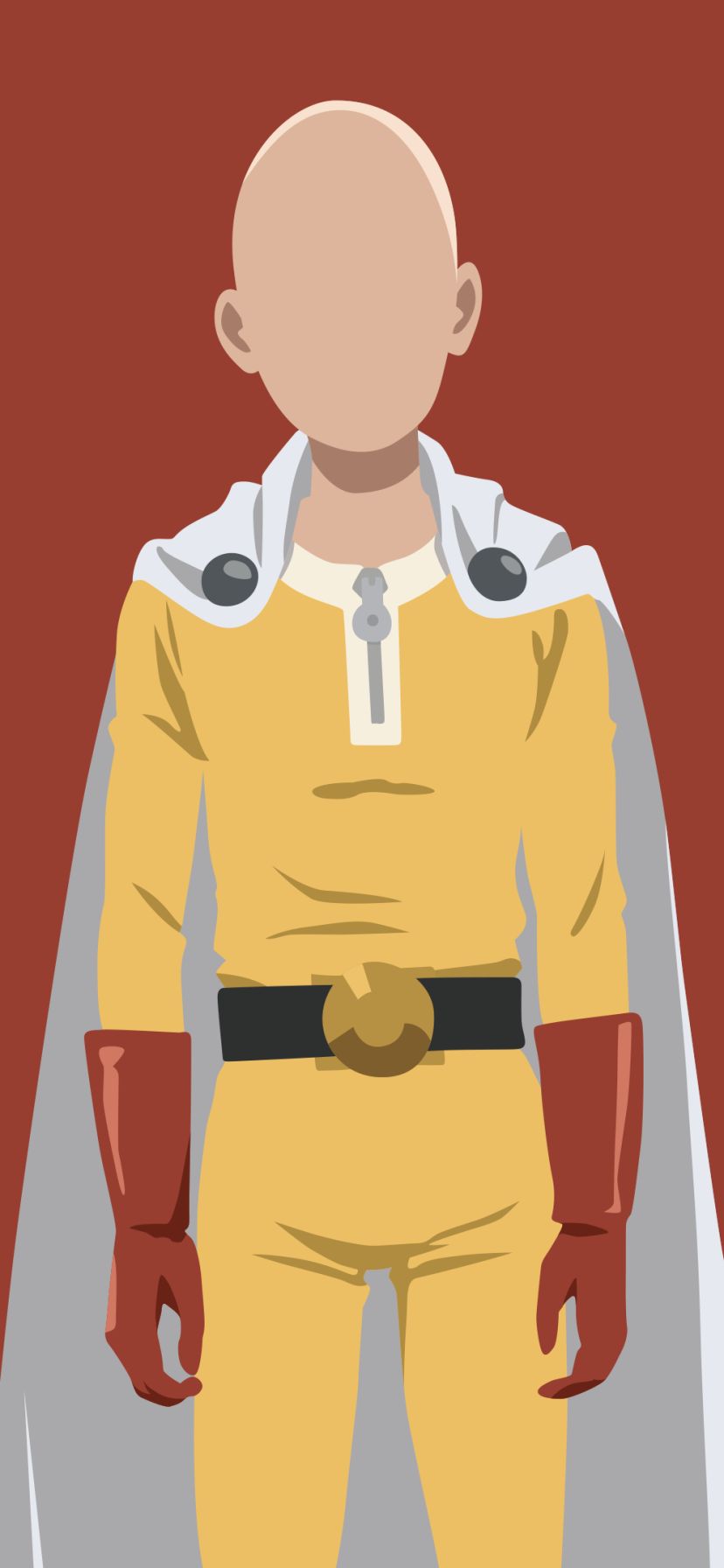 Download mobile wallpaper Anime, Cape, Glove, Costume, Belt, Bald, Minimalist, Saitama (One Punch Man), One Punch Man for free.