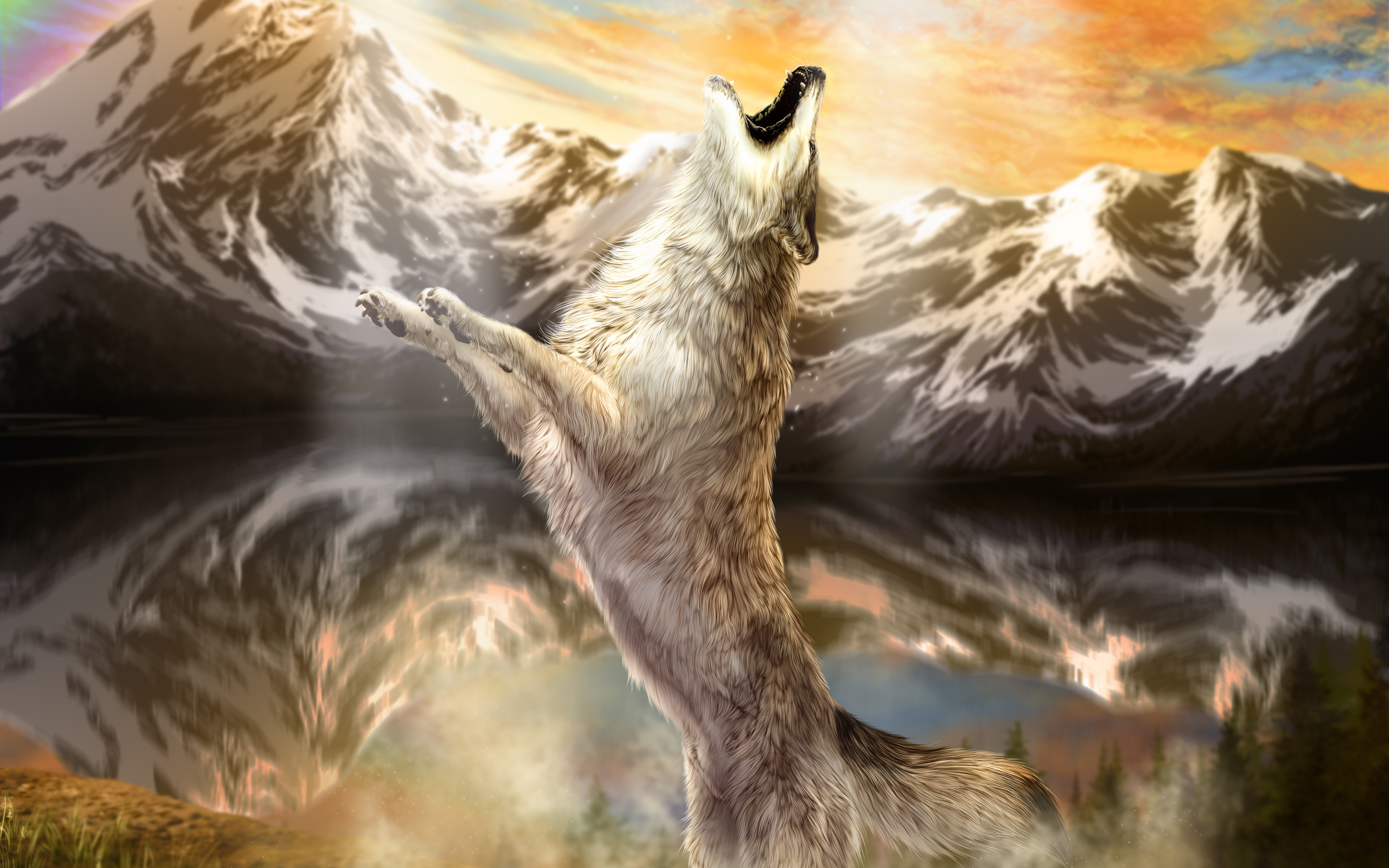 379838 скачать картинку волк, животные, вой, гора, волки - обои и заставки бесплатно