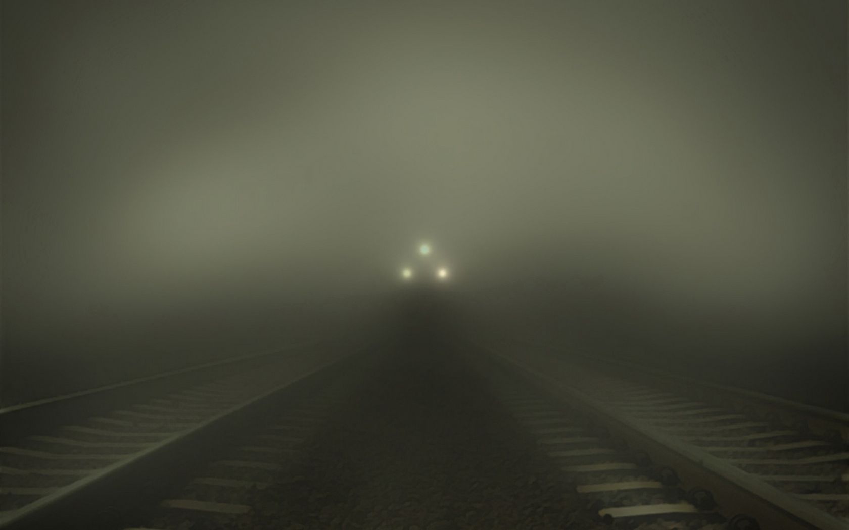 57316 descargar fondo de pantalla oscuro, niebla, ferrocarril, un tren, tren: protectores de pantalla e imágenes gratis