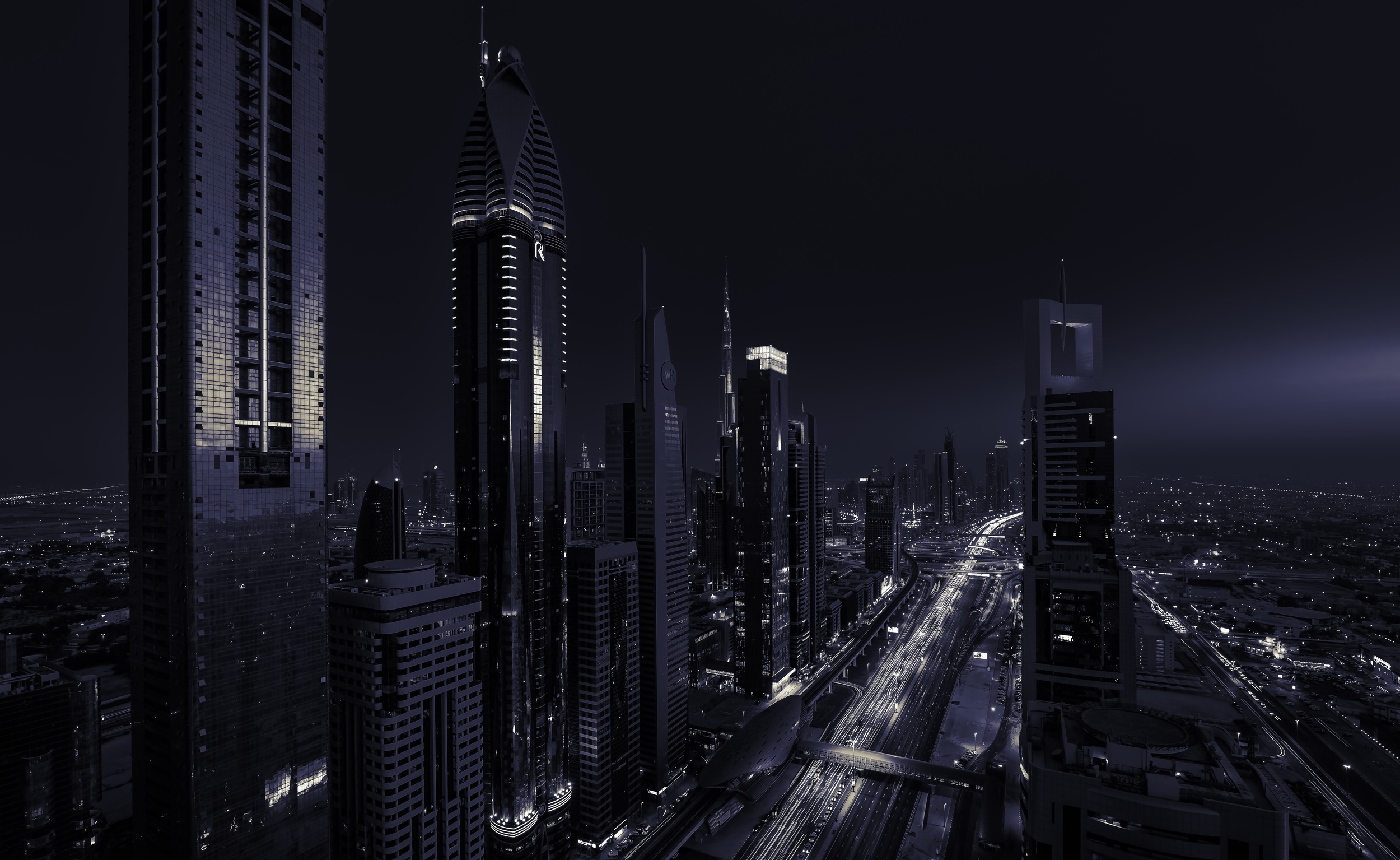 Обои 1920х1080 Full HD ночной город Дубай