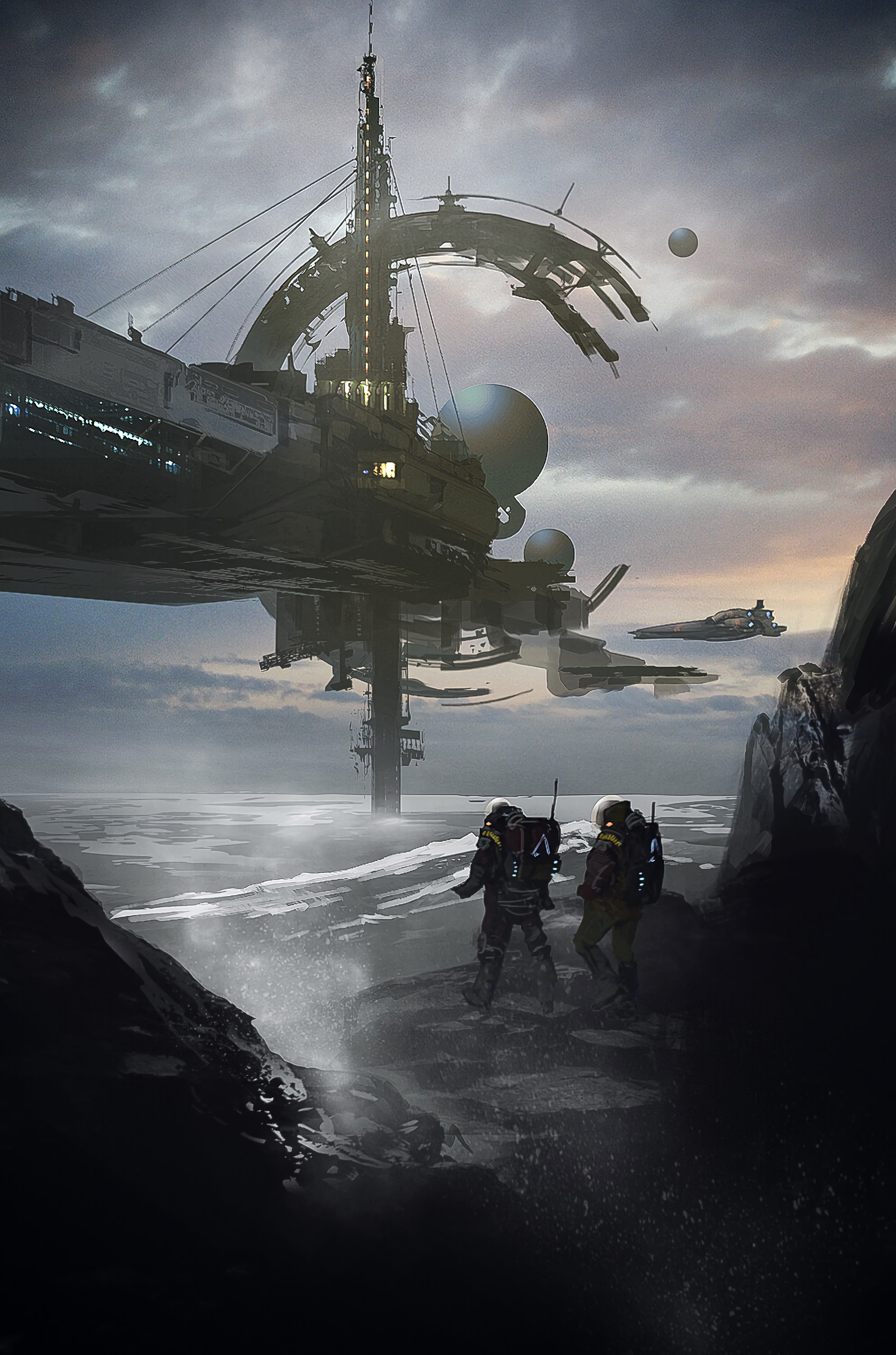 sci fi, fiction, art, that's incredible, astronauts, cosmonauts, space station iphone wallpaper