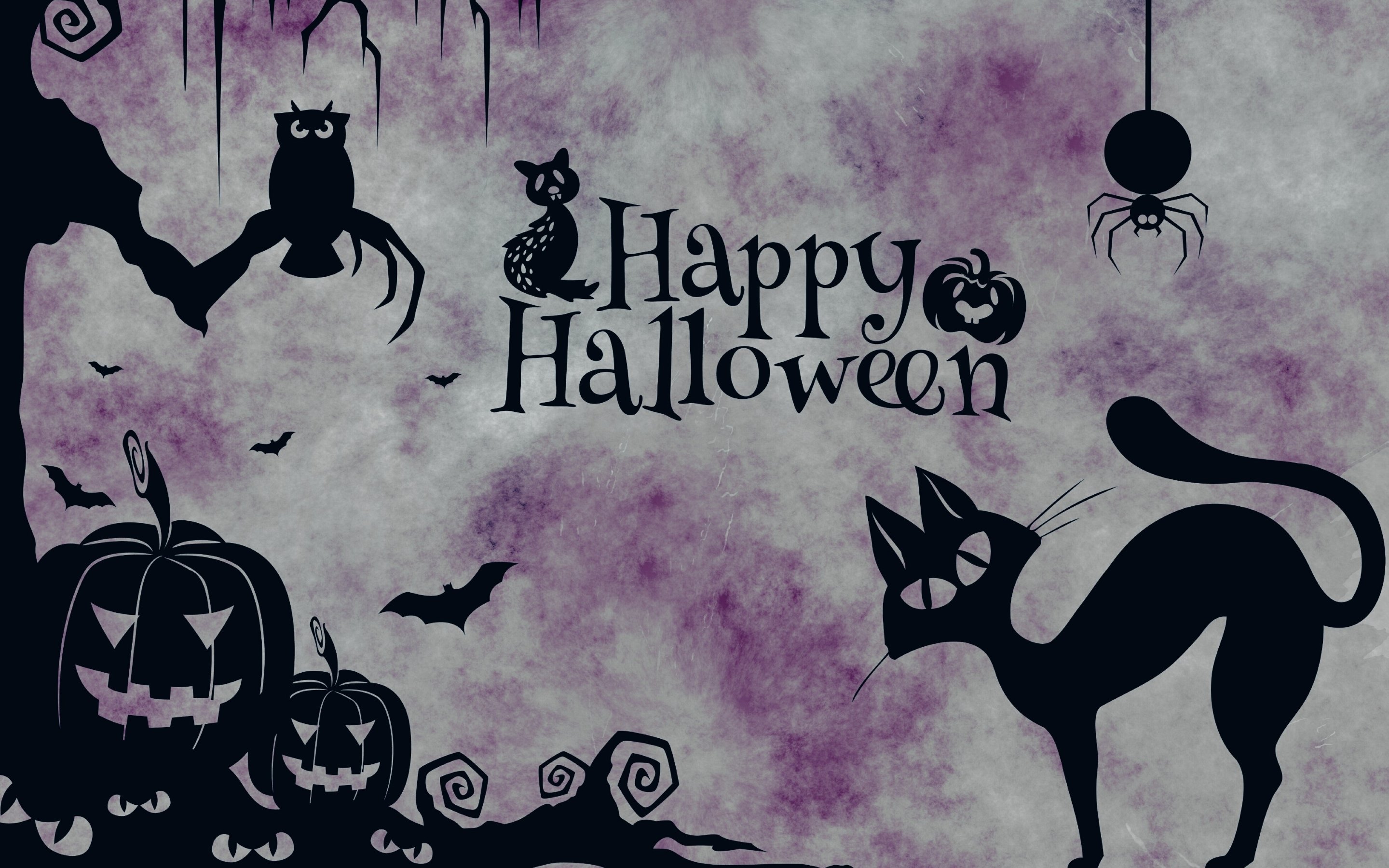 Хэллоуинский котик с надписью Happy Halloween