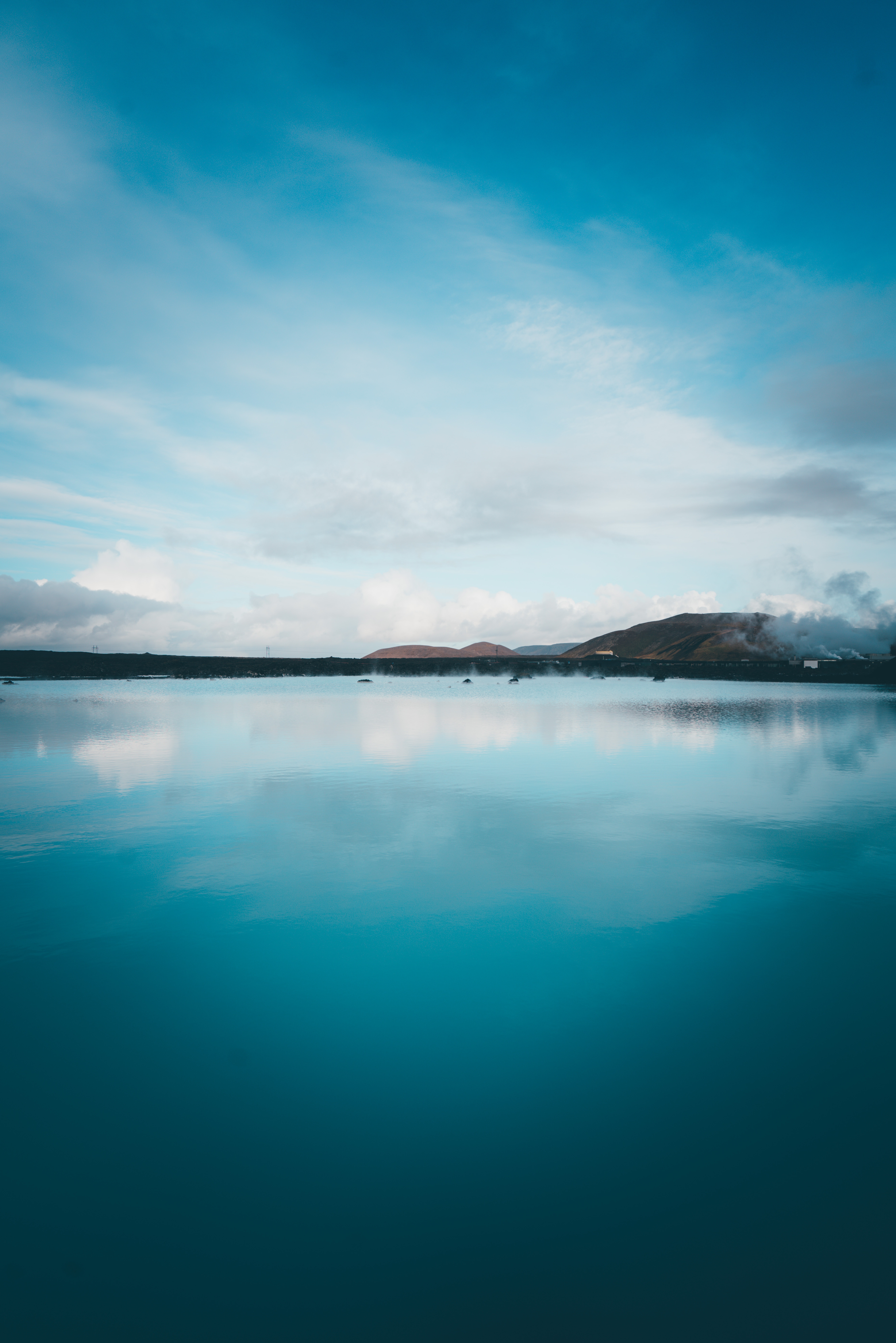 reflection, nature, sky, blue, lake, hills, iceland 8K