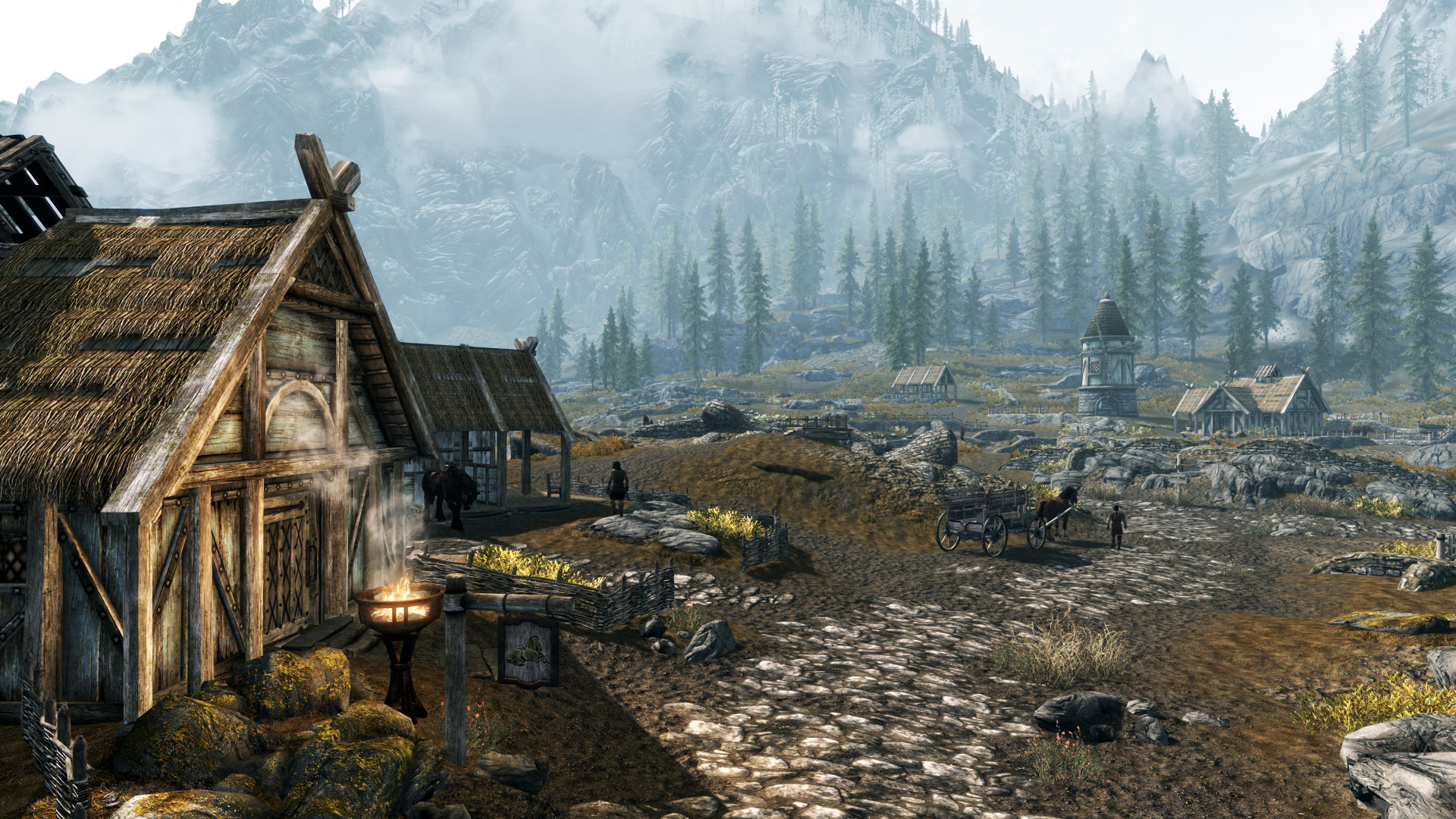 Tes skyrim. The Elder Scrolls v: Skyrim мир. The Elder Scrolls деревня. The Elder Scrolls v Skyrim tes5. Деревня скайрим 4к.