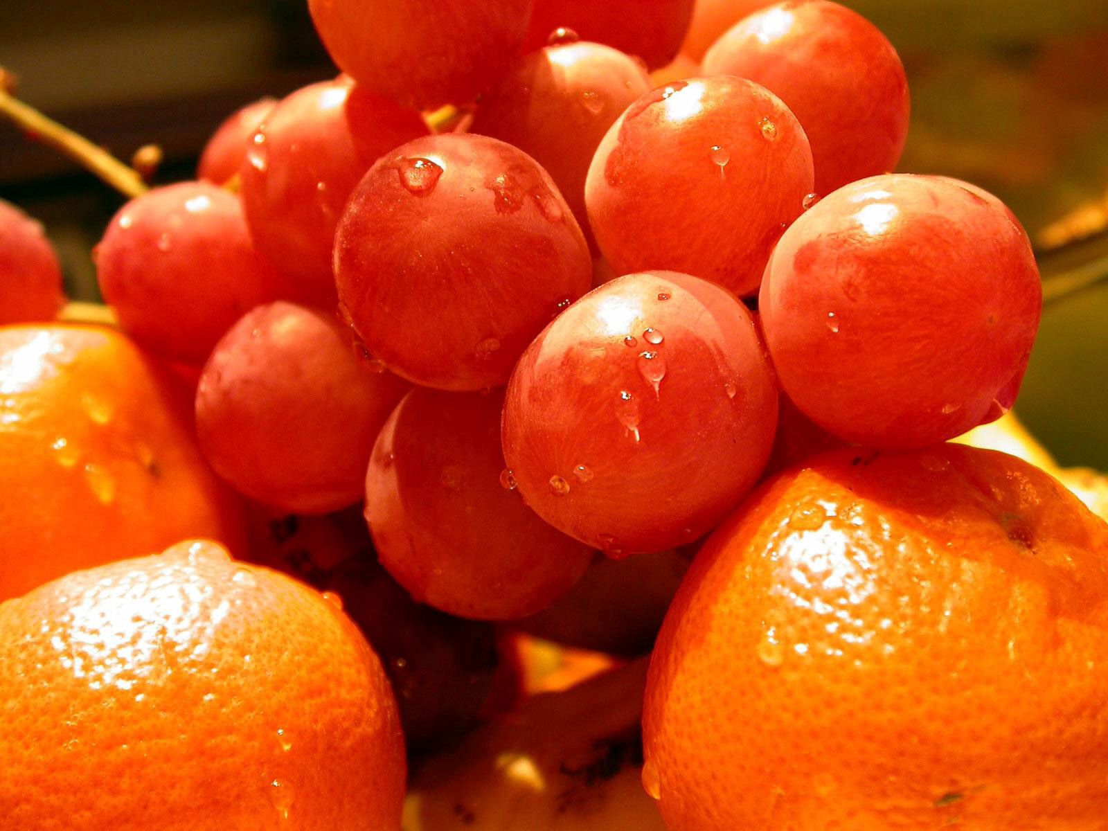 Download mobile wallpaper Food, Oranges, Grapes, Fruits for free.