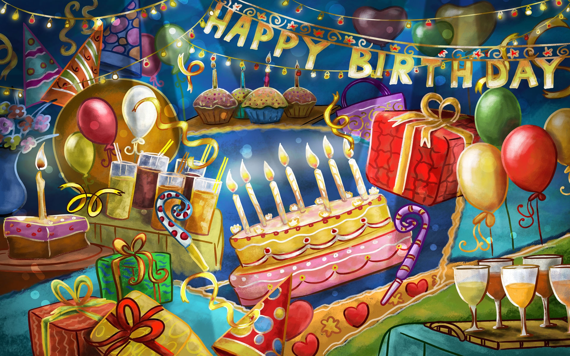 holiday, birthday, balloon, cake, gift, happy birthday