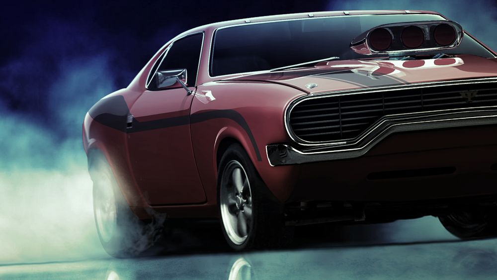 Машина в раю. Маслкары арт. Мускул кар обои. Неоновый dodge Charger. Маслкары в России.