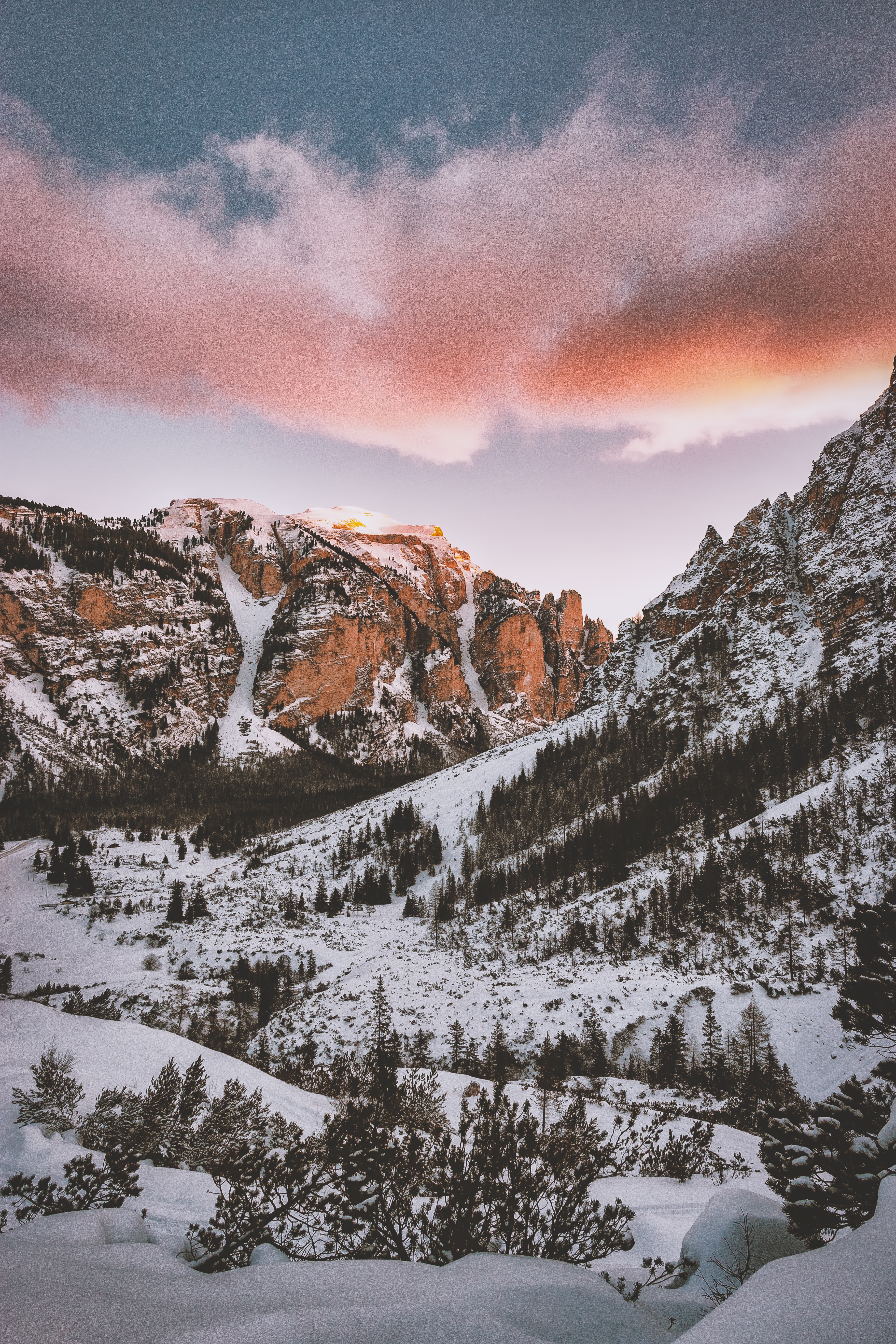 Laden Sie das Mountains, Oberteile, Scheitelpunkt, Marebbe, Enneberg, Natur, Schnee, Italien-Bild kostenlos auf Ihren PC-Desktop herunter