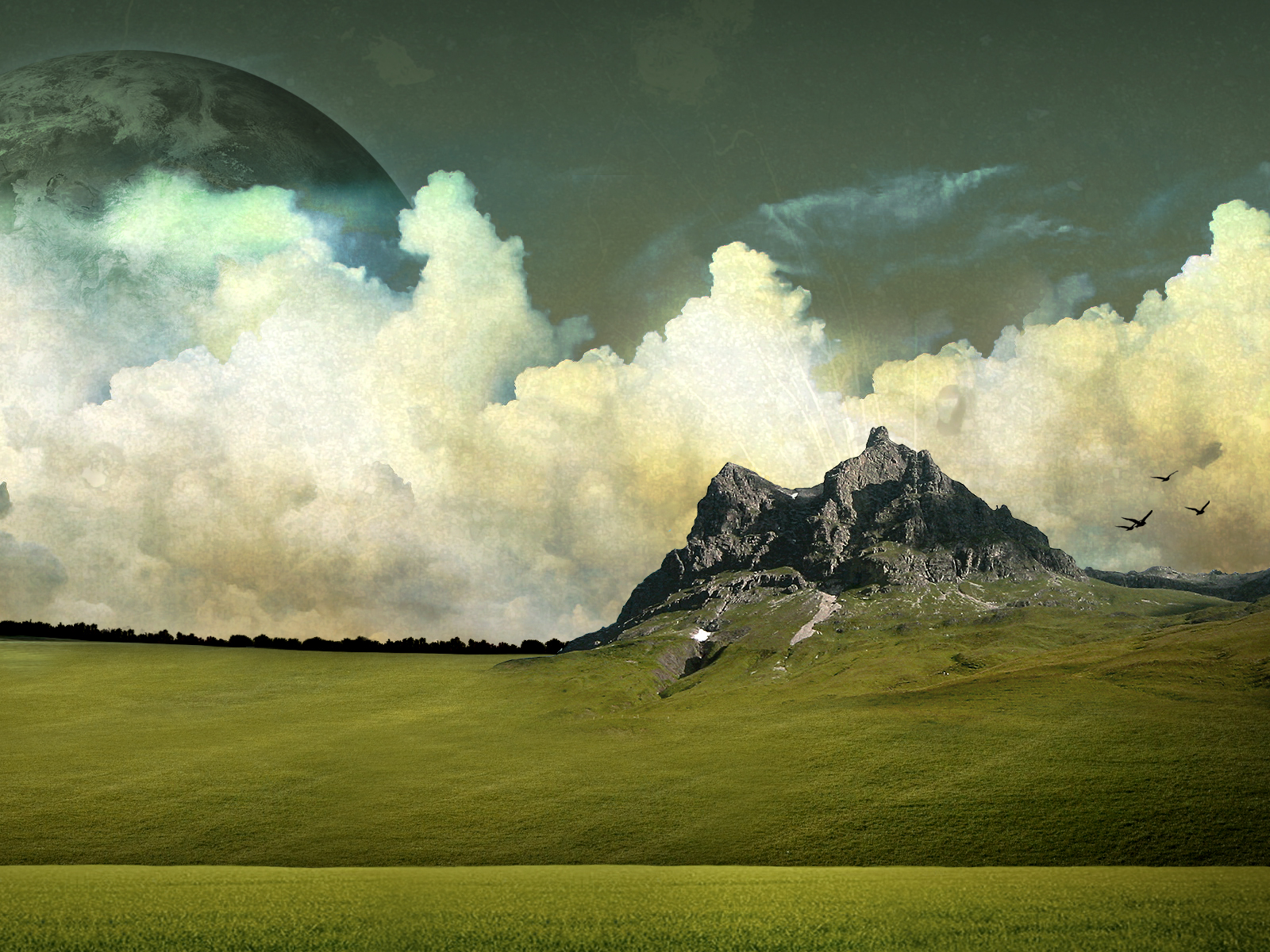 earth, a dreamy world, landscape, moon 1080p