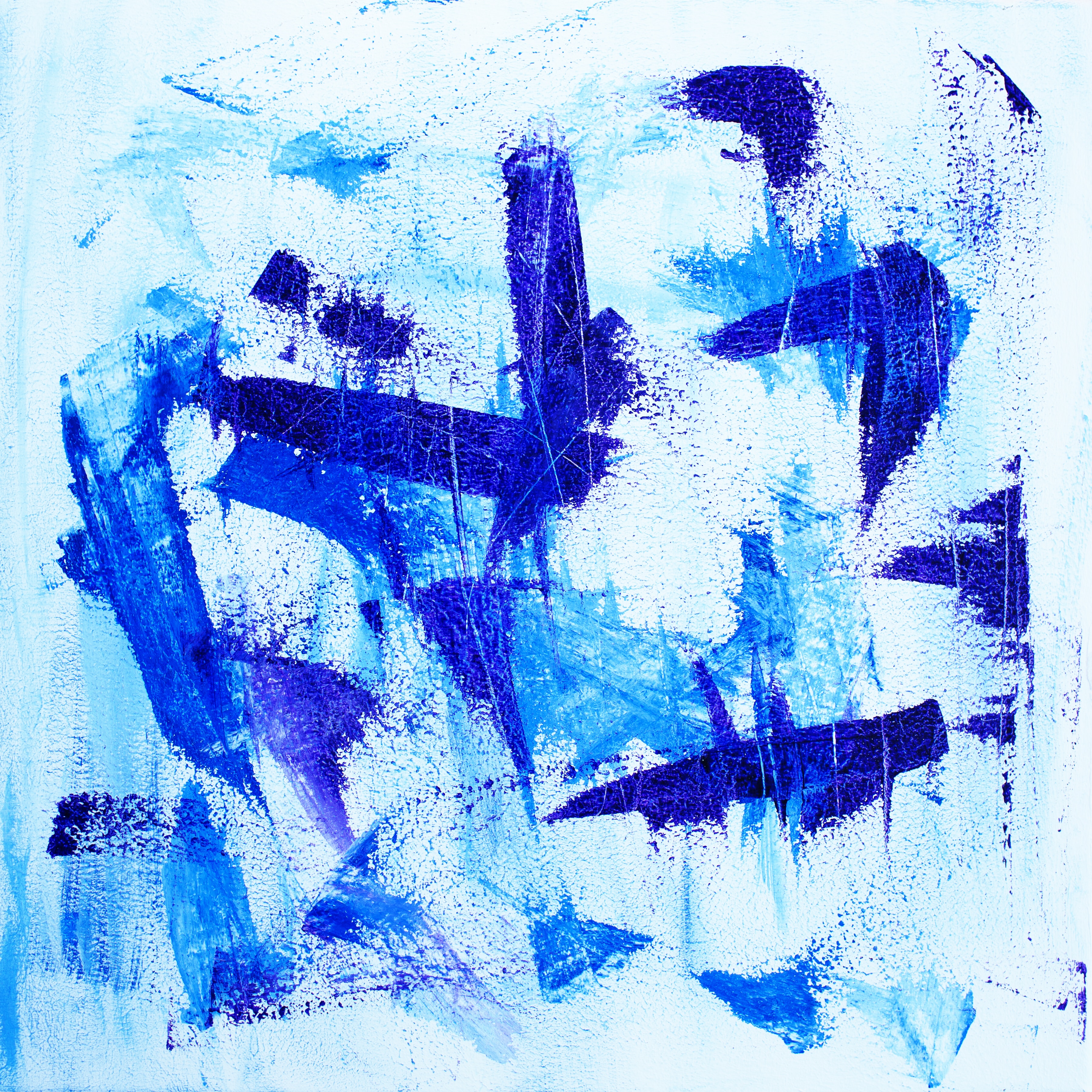 abstract, blue, paint, wall, smears, strokes mobile wallpaper
