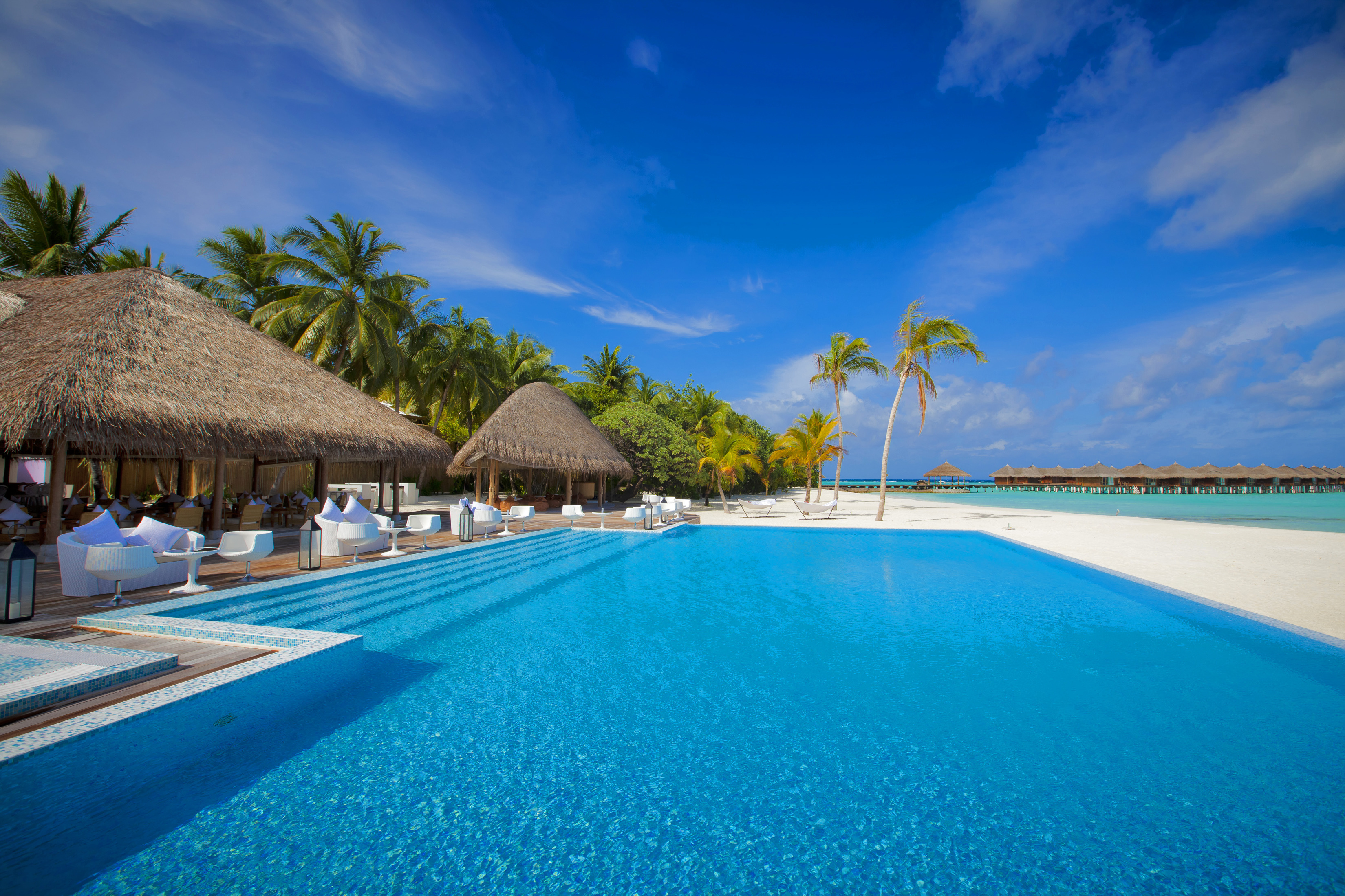 Handy-Wallpaper Schwimmbad, Natur, Pool, Malediven, Ozean kostenlos herunterladen.