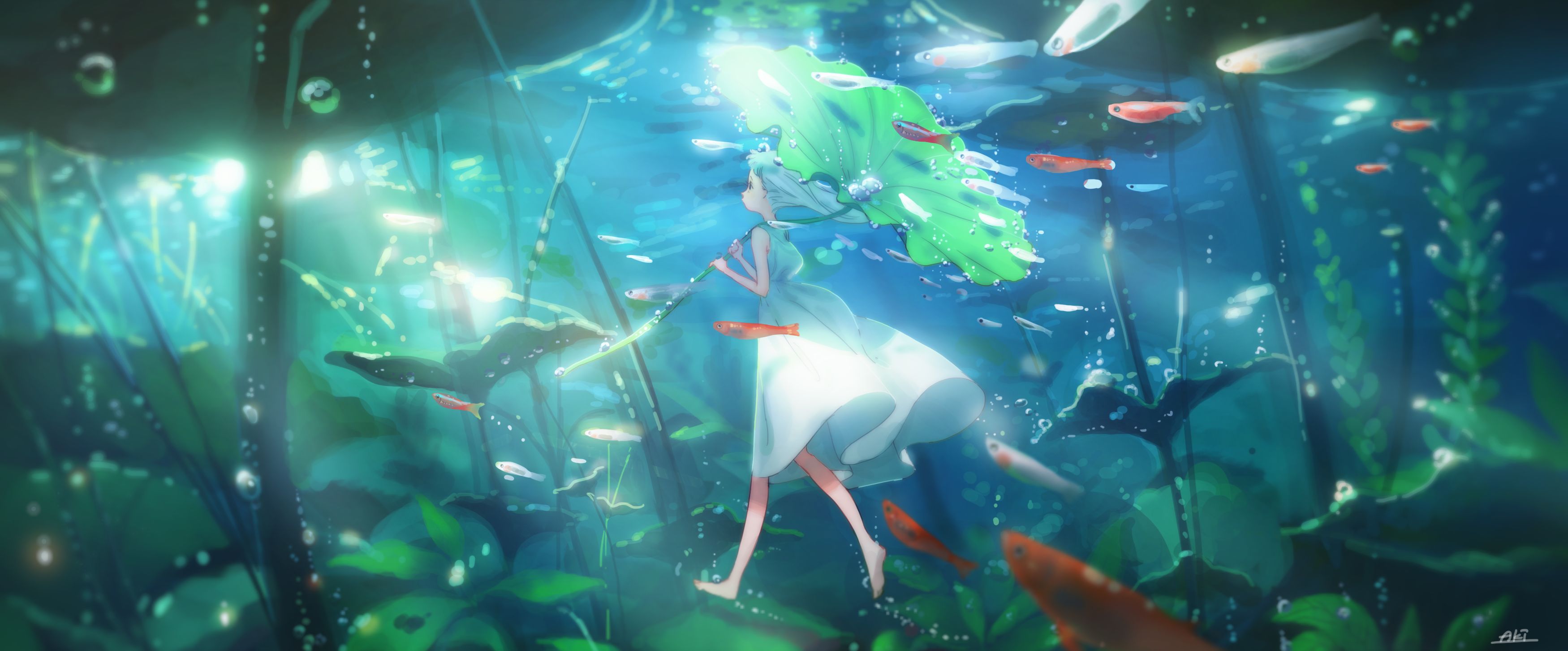 Anime Boy Underwater 4K Wallpaper iPhone HD Phone 5720i
