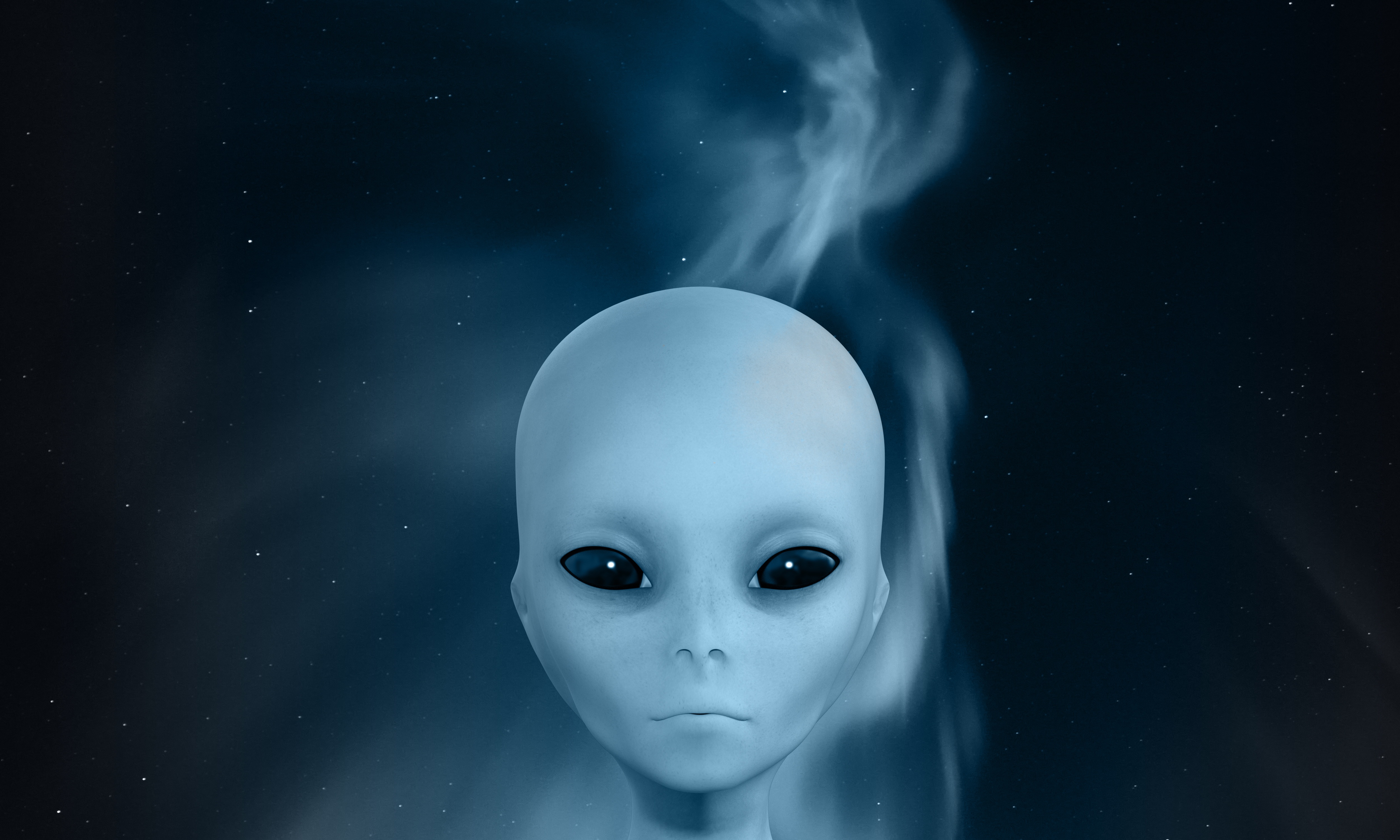 alien, 3d, stranger, sky, smoke, face