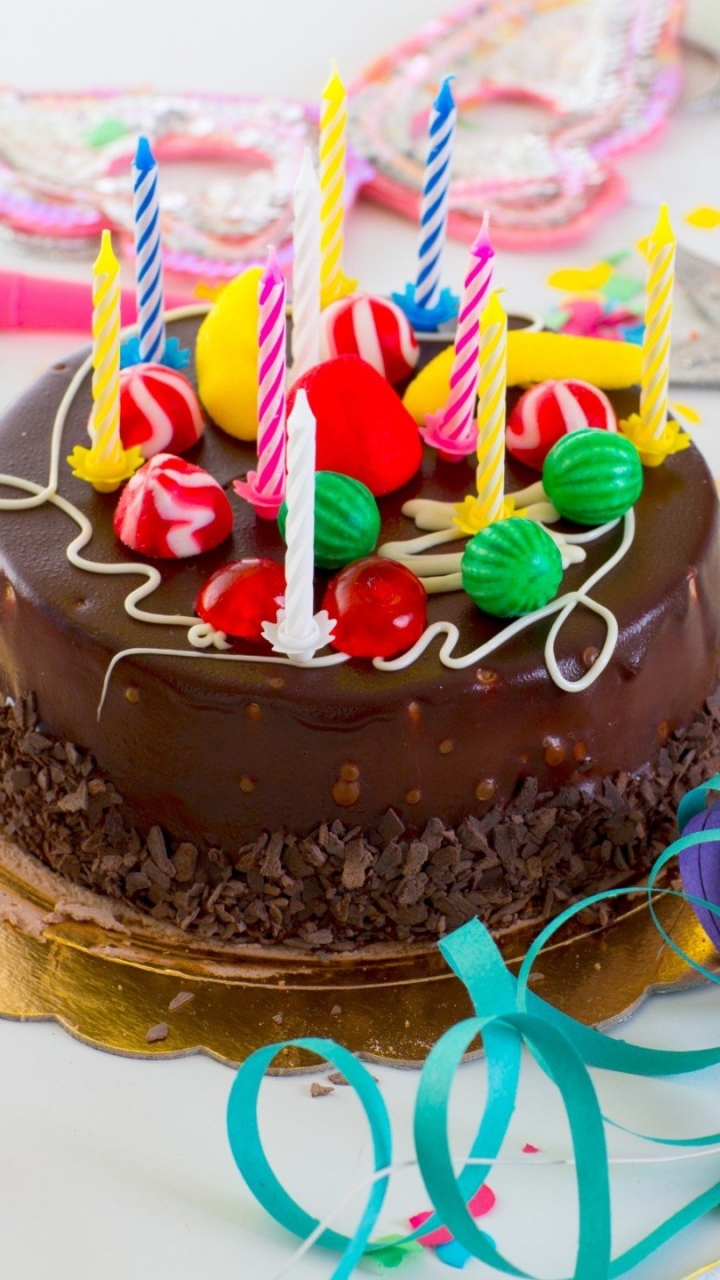 Mobile wallpaper: Holiday, Cake, Candle, Confetti, Birthday, Party ...