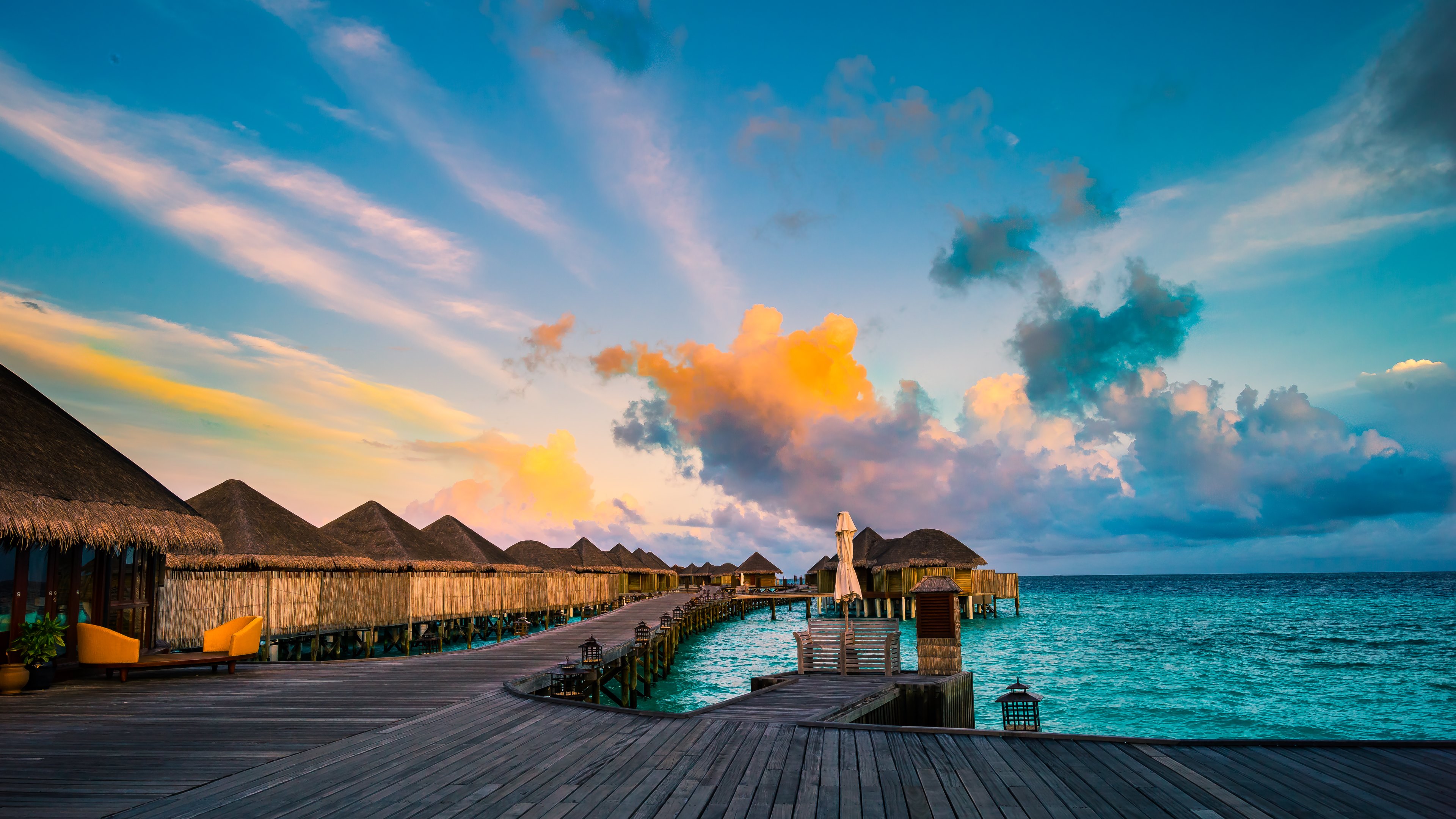 maldives, resort, man made, bungalow, cloud, ocean phone background