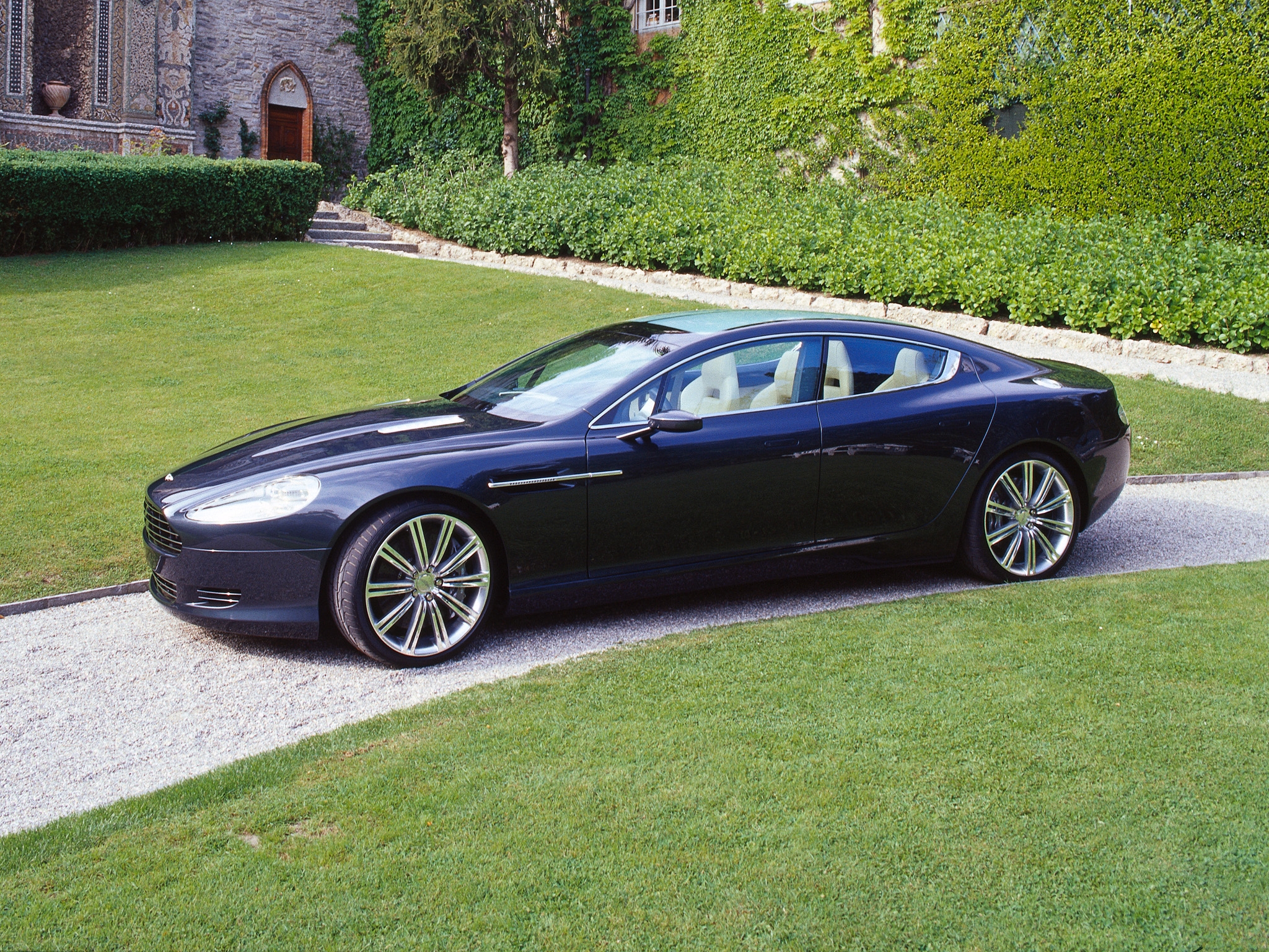 cars, nature, aston martin, blue, side view, concept car, 2006, rapide Smartphone Background