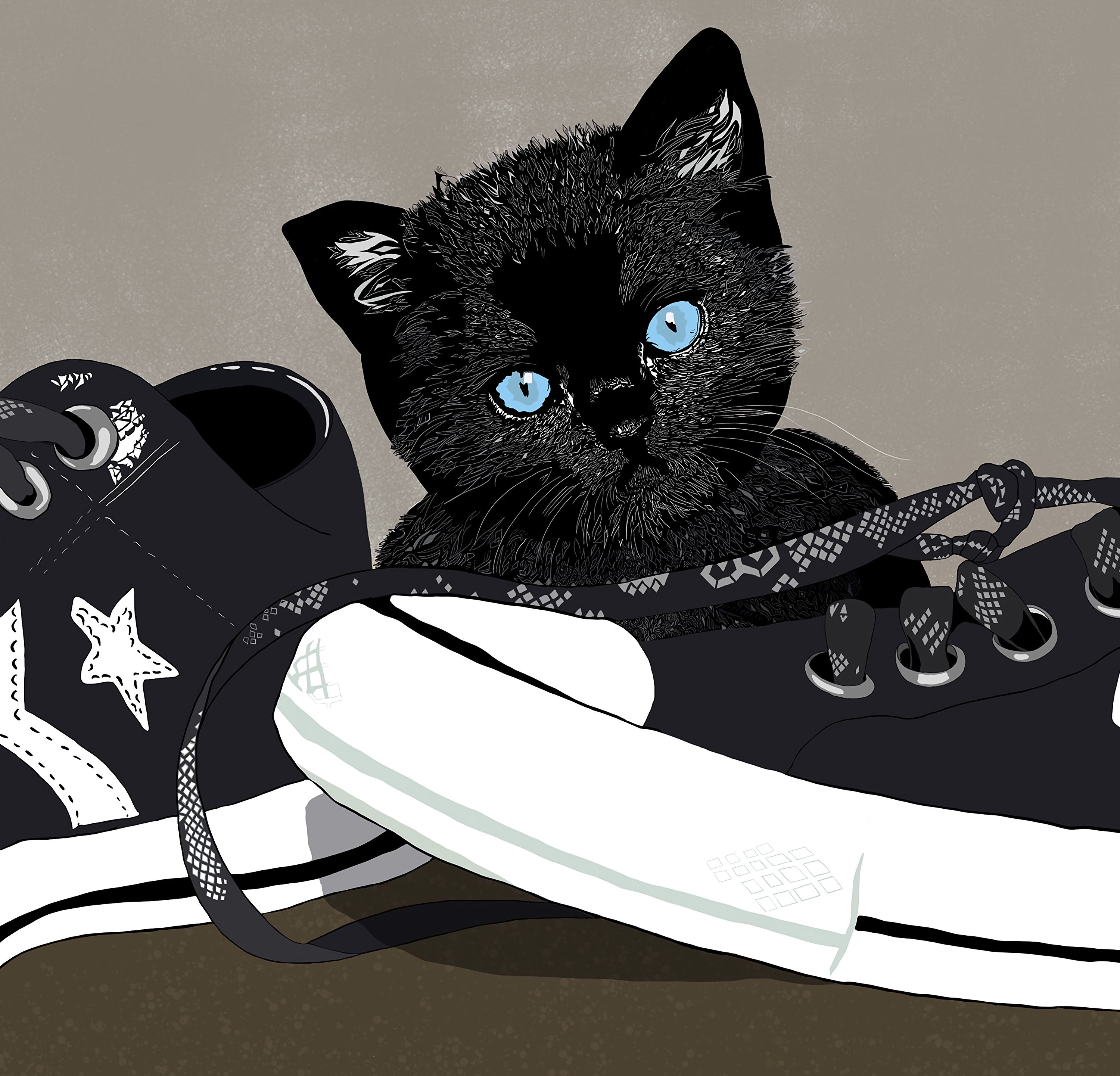 shoes, nice, illustration, art, kitty, kitten, sneakers, sweetheart cellphone