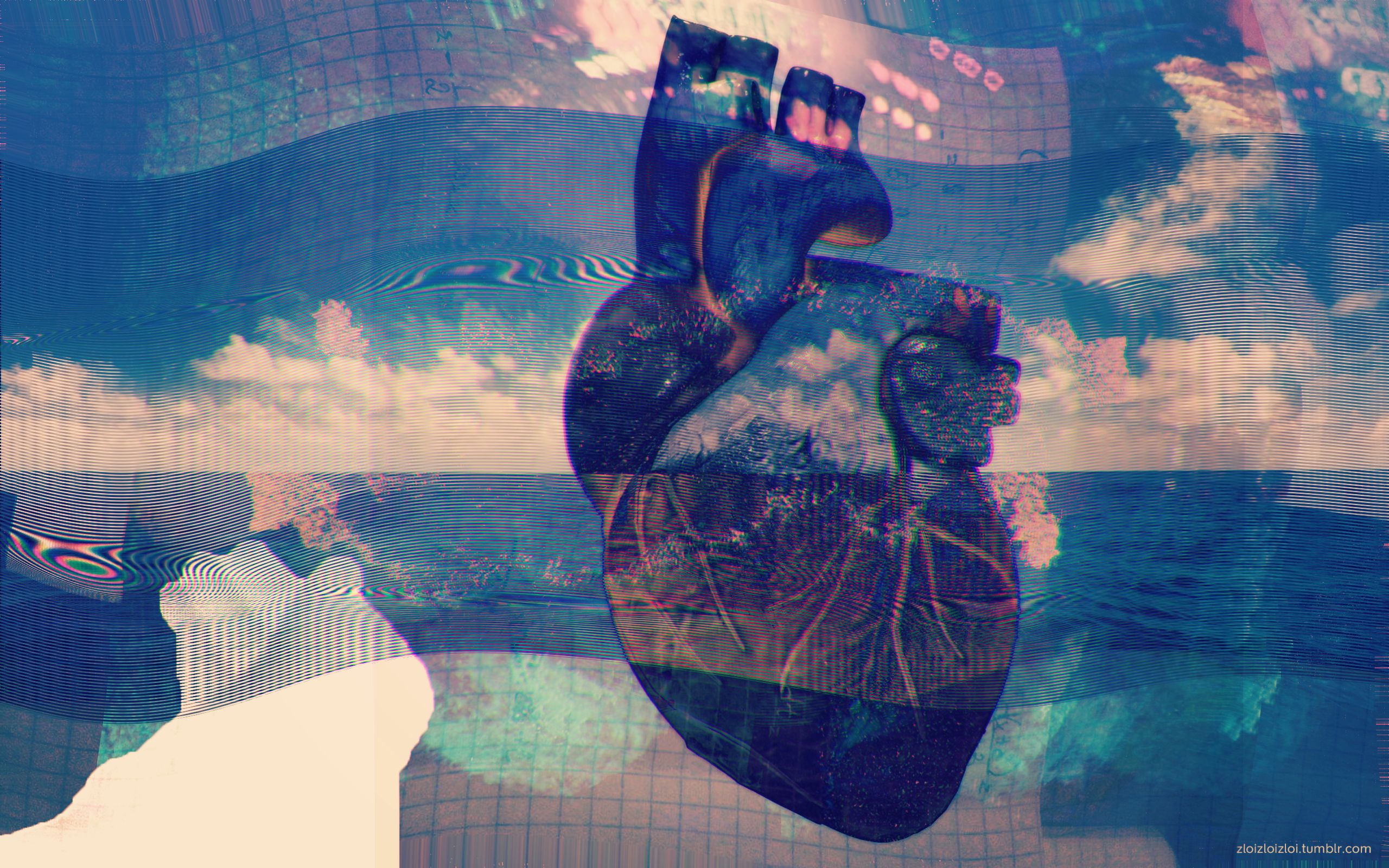 Download mobile wallpaper Heart, Artistic, Glitch for free.