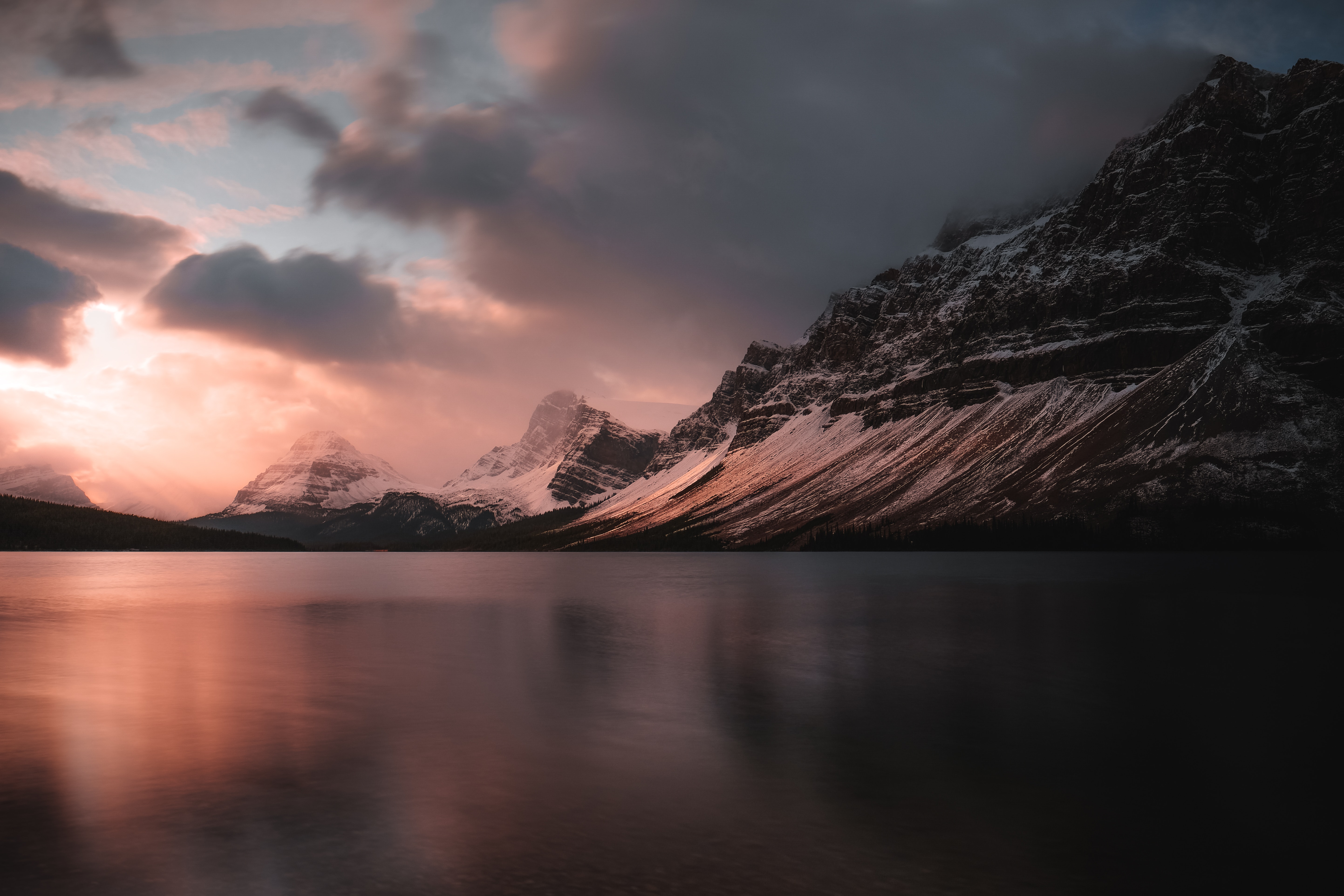 Free download wallpaper Lake, Dusk, Mountains, Twilight, Sunset, Nature, Landscape on your PC desktop