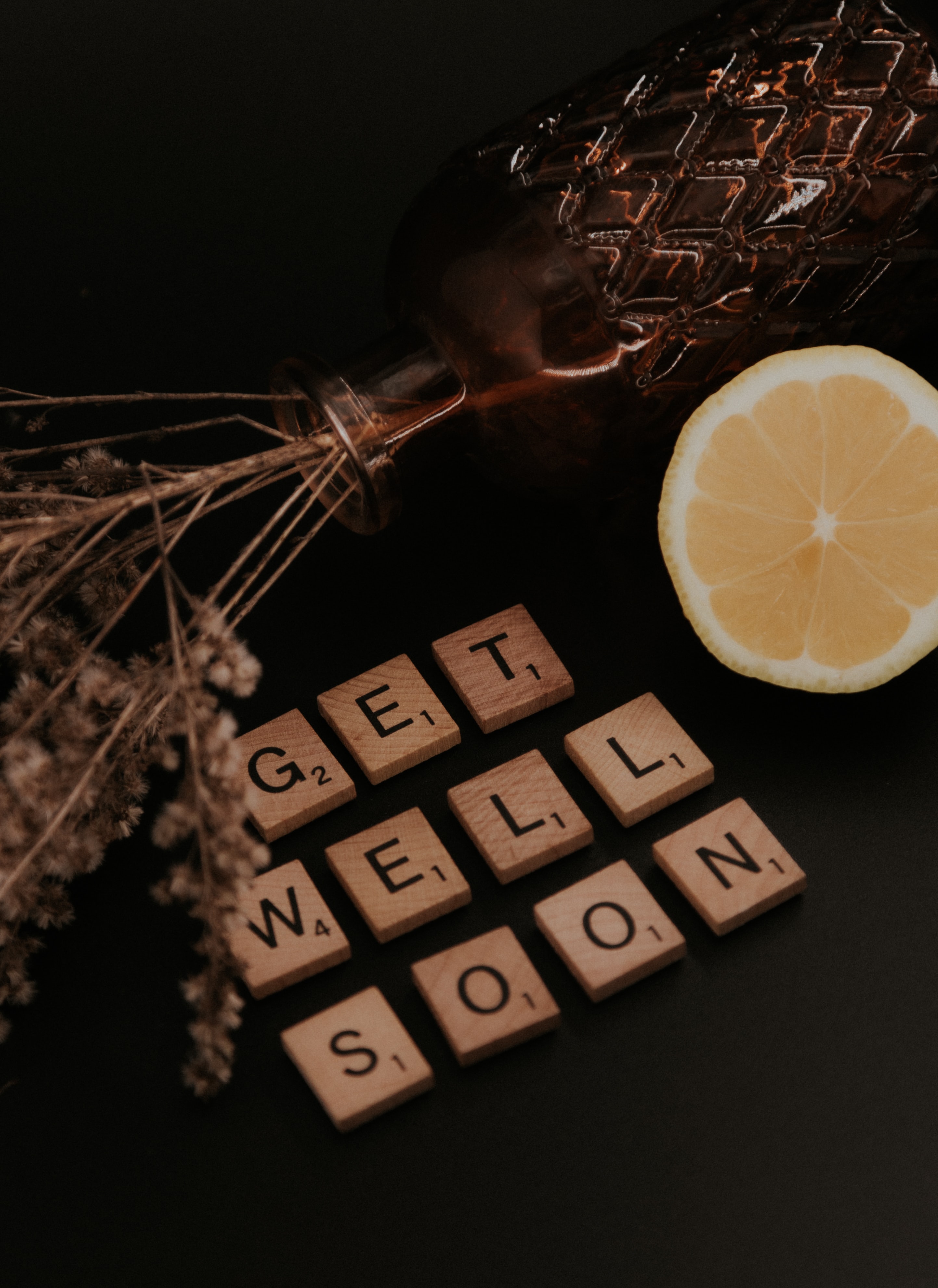 vase, words, inscription, lemon, get well, get well soon High Definition image
