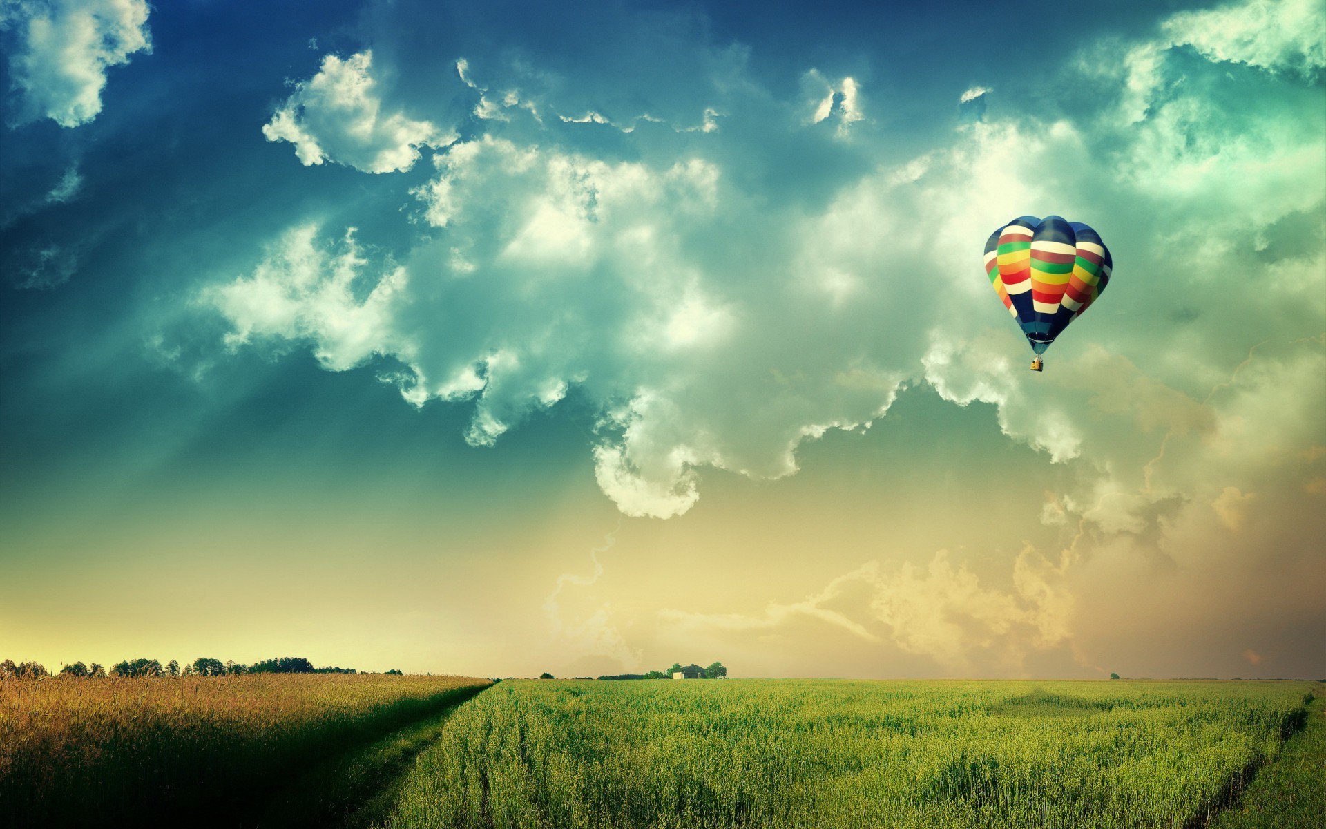 Download mobile wallpaper Sky, Landscape, Balloons for free.