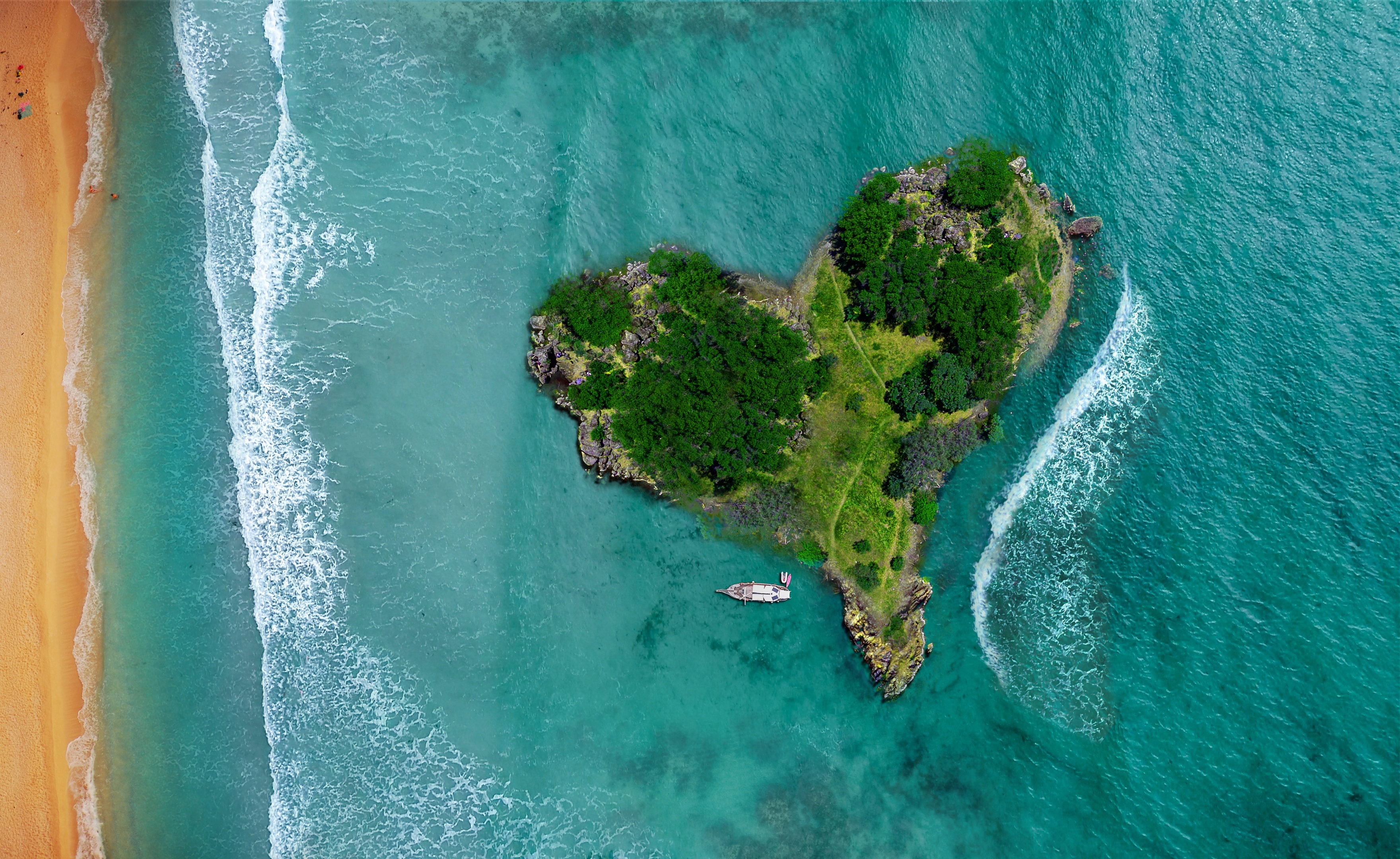 157118 免費下載壁紙 心, 爱, 从上面看, 顶视图, 海洋, 岛, 岛屿, 一个心脏 屏保和圖片