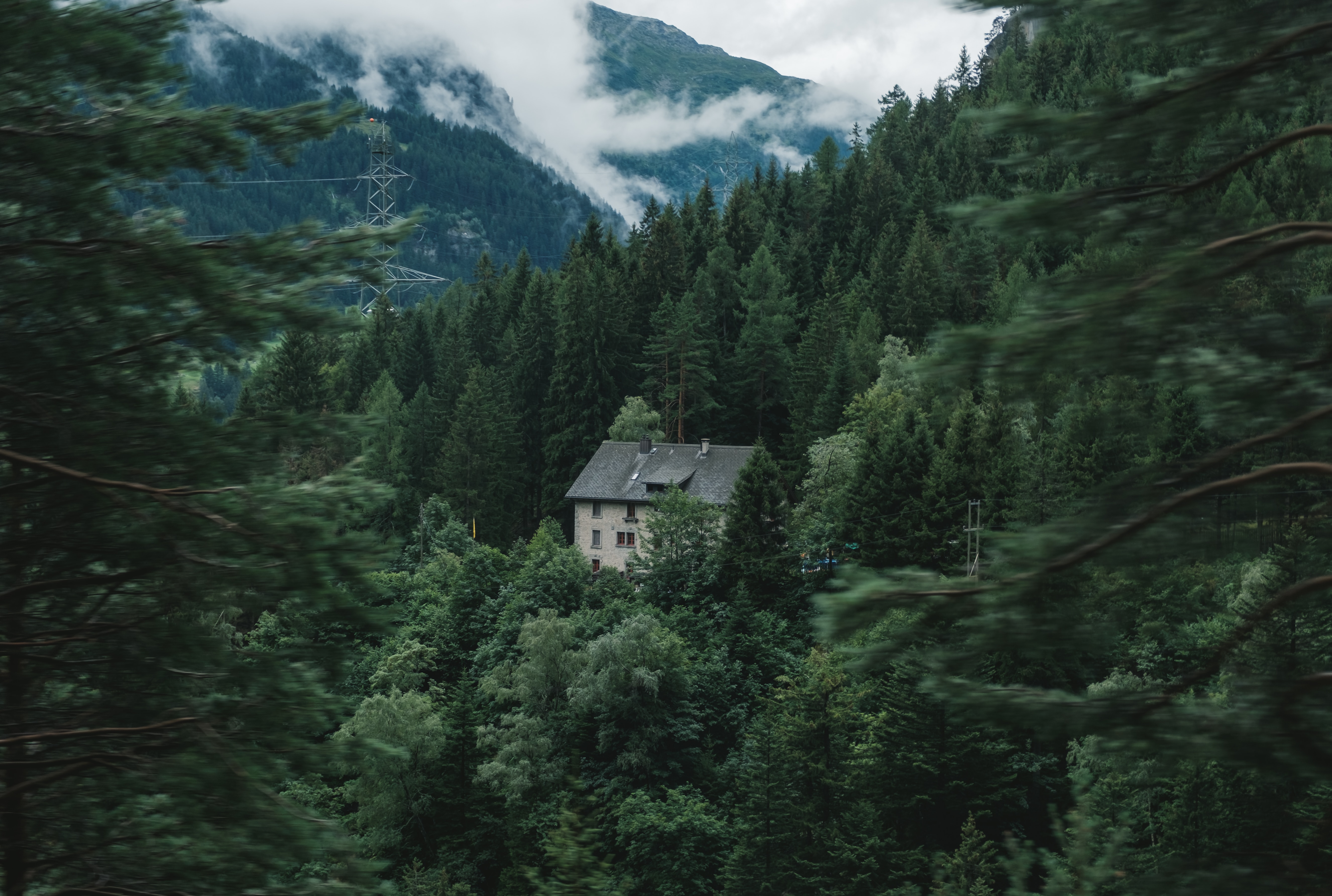 Дом на горе в лесу
