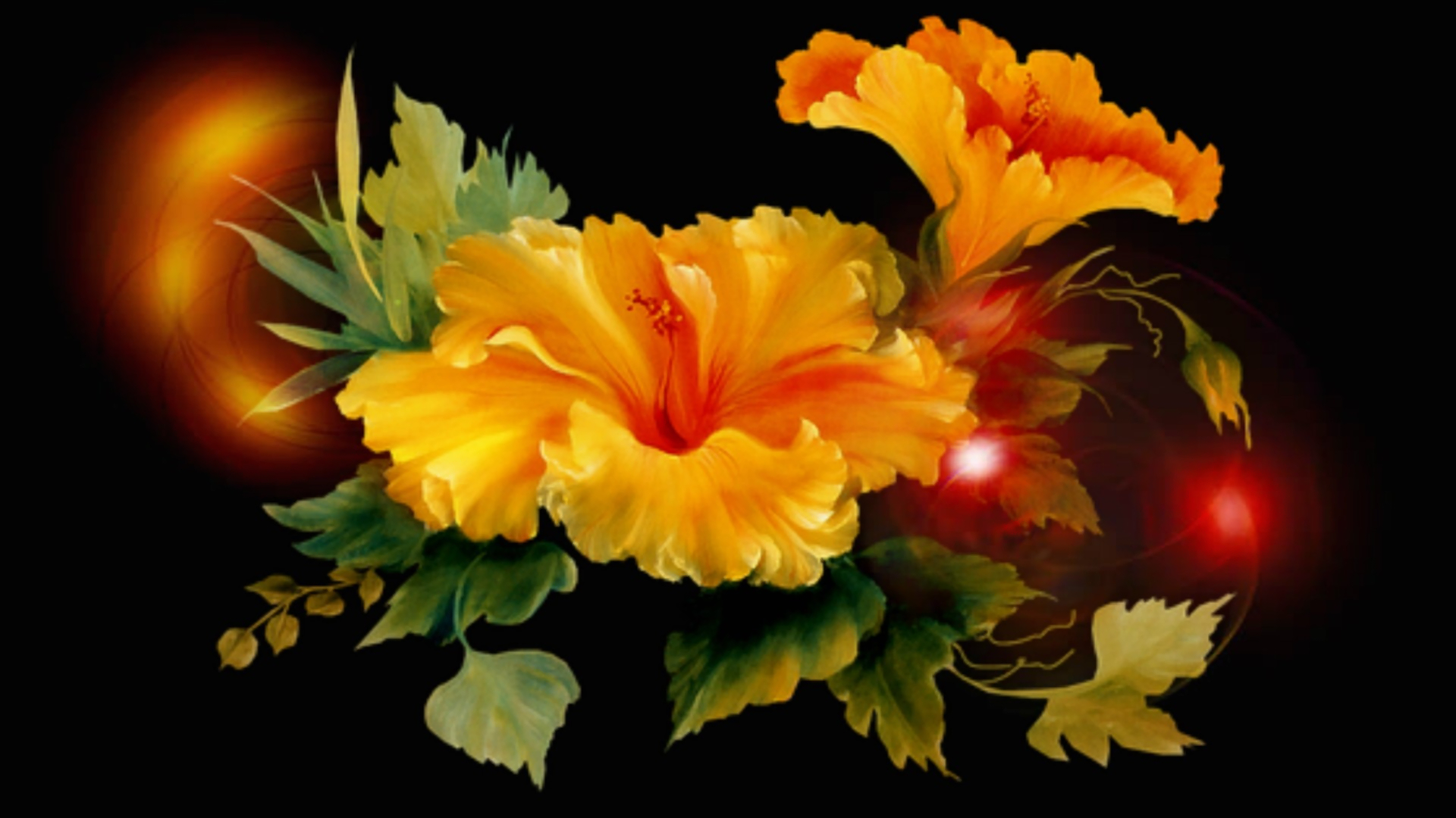 Download mobile wallpaper Flowers, Flower, Artistic, Hibiscus, Yellow Flower for free.