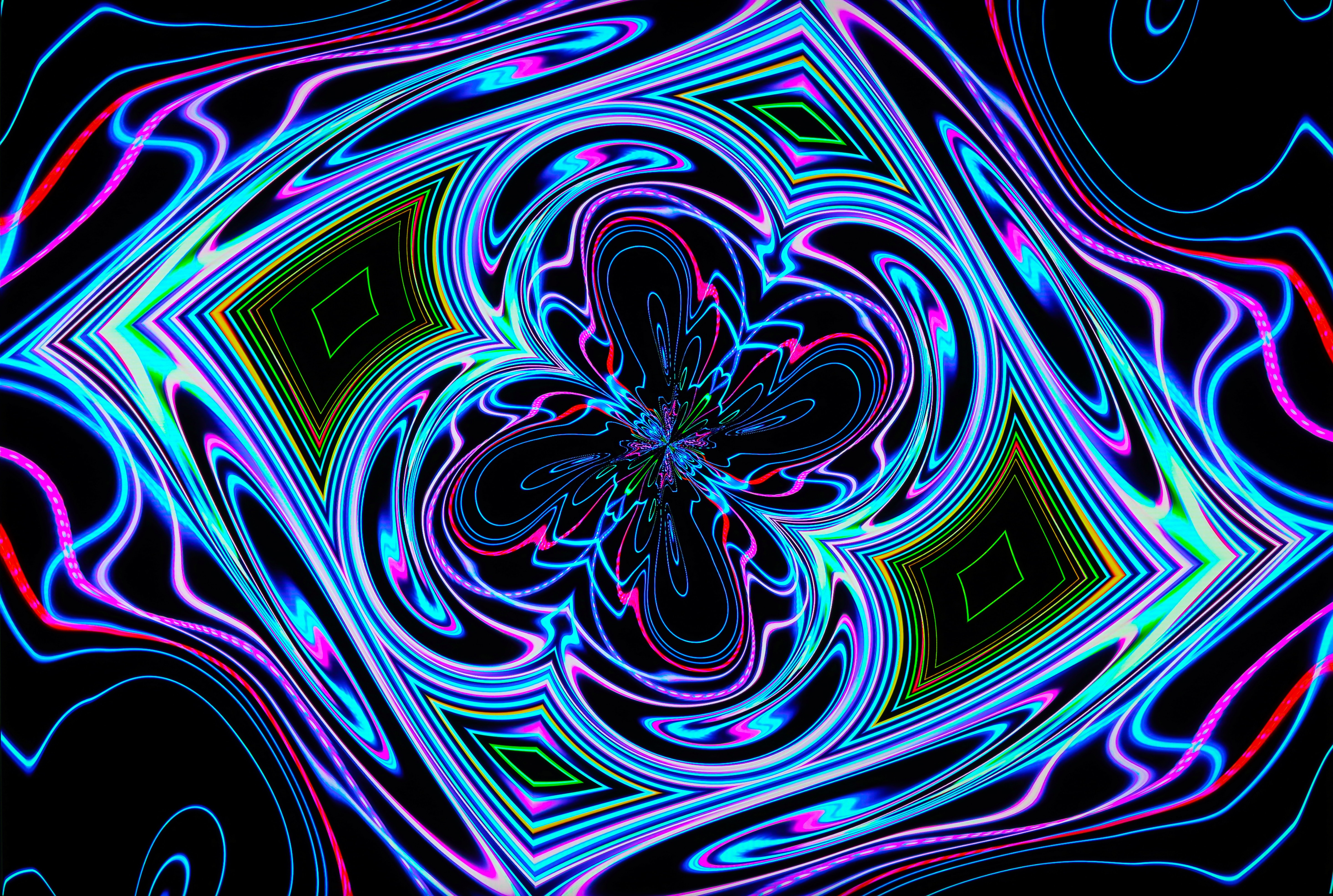 pattern, abstract, waves, fractal, neon HD for desktop 1080p