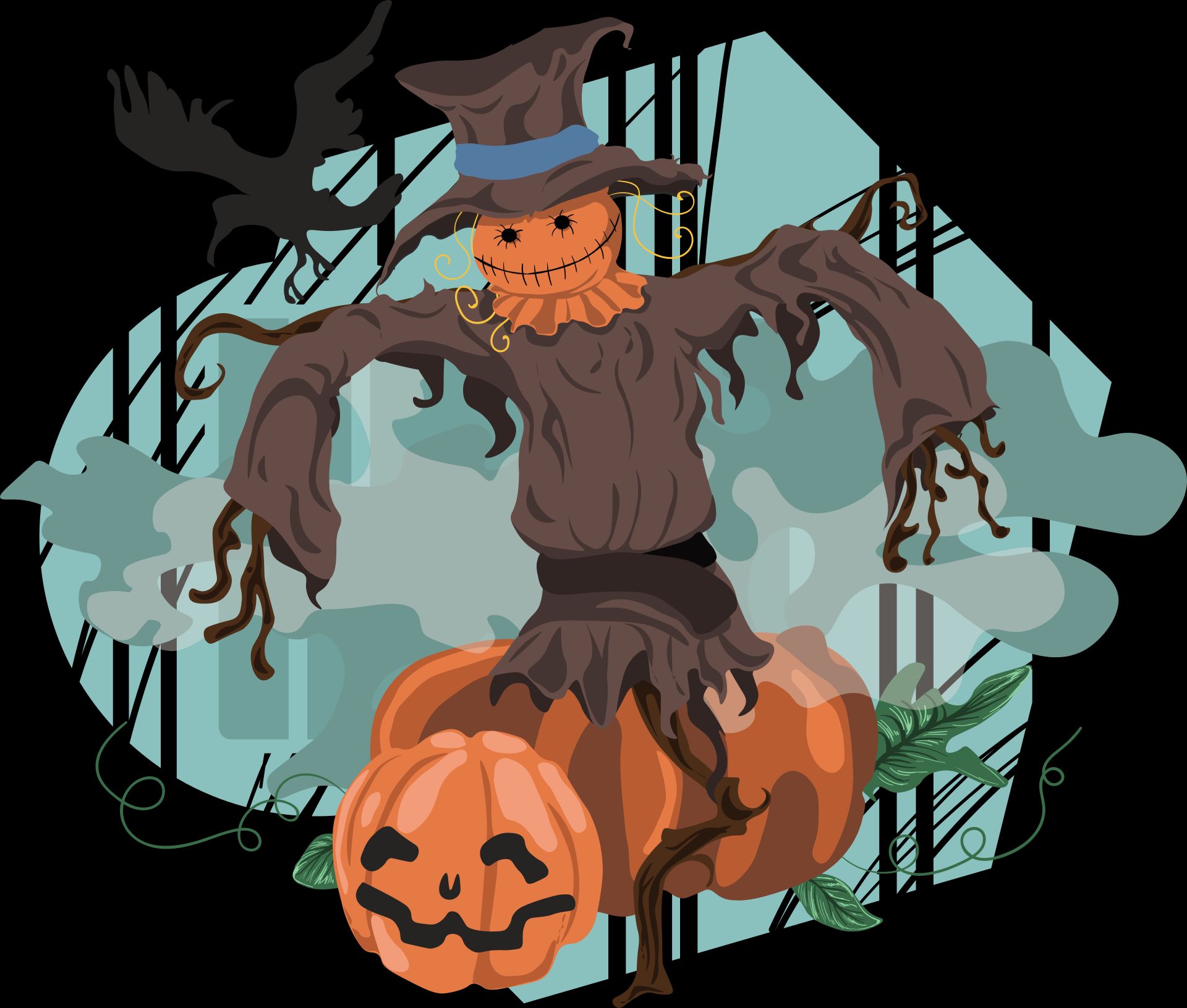 holiday, halloween, crow, jack o' lantern, scarecrow Full HD