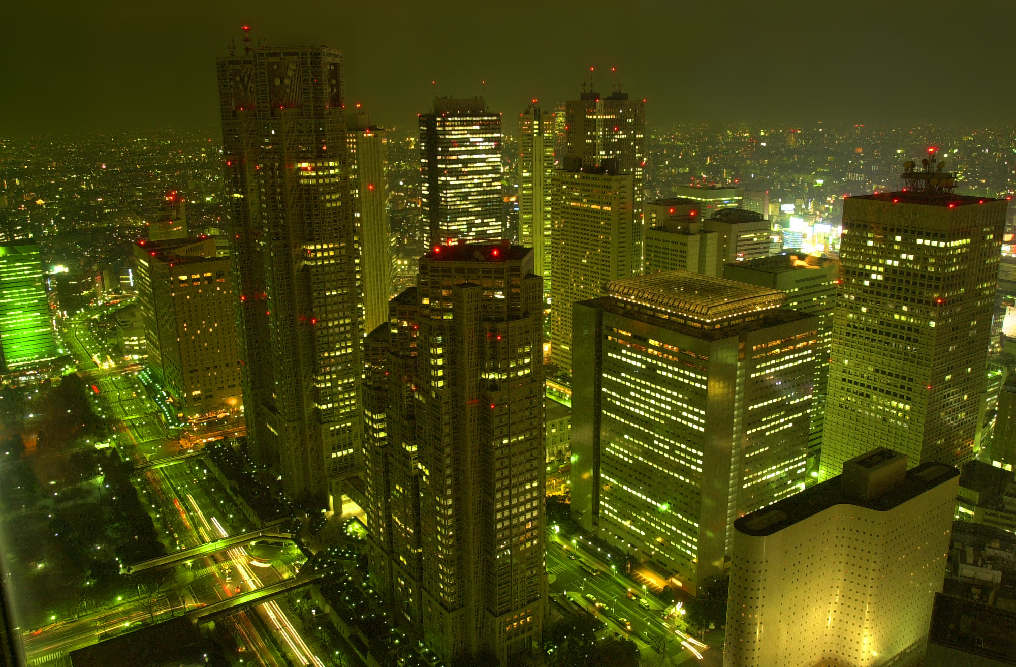 Ночной Токио небоскребы