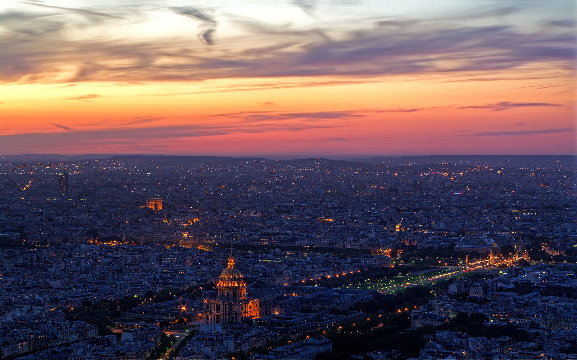 paris, cities, sunset, sky, city, view from above, panorama