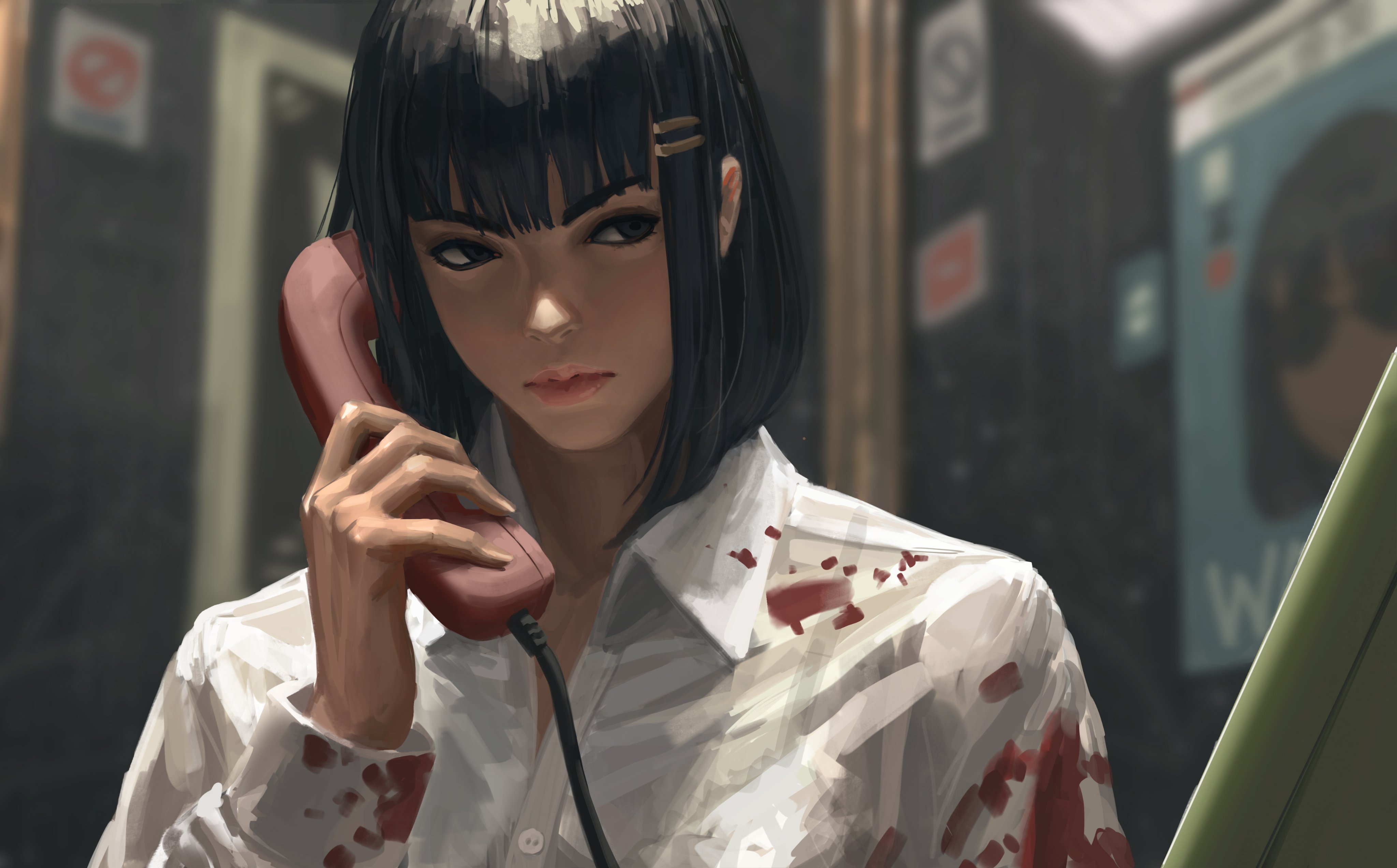 vertical wallpaper anime, girl, telephone