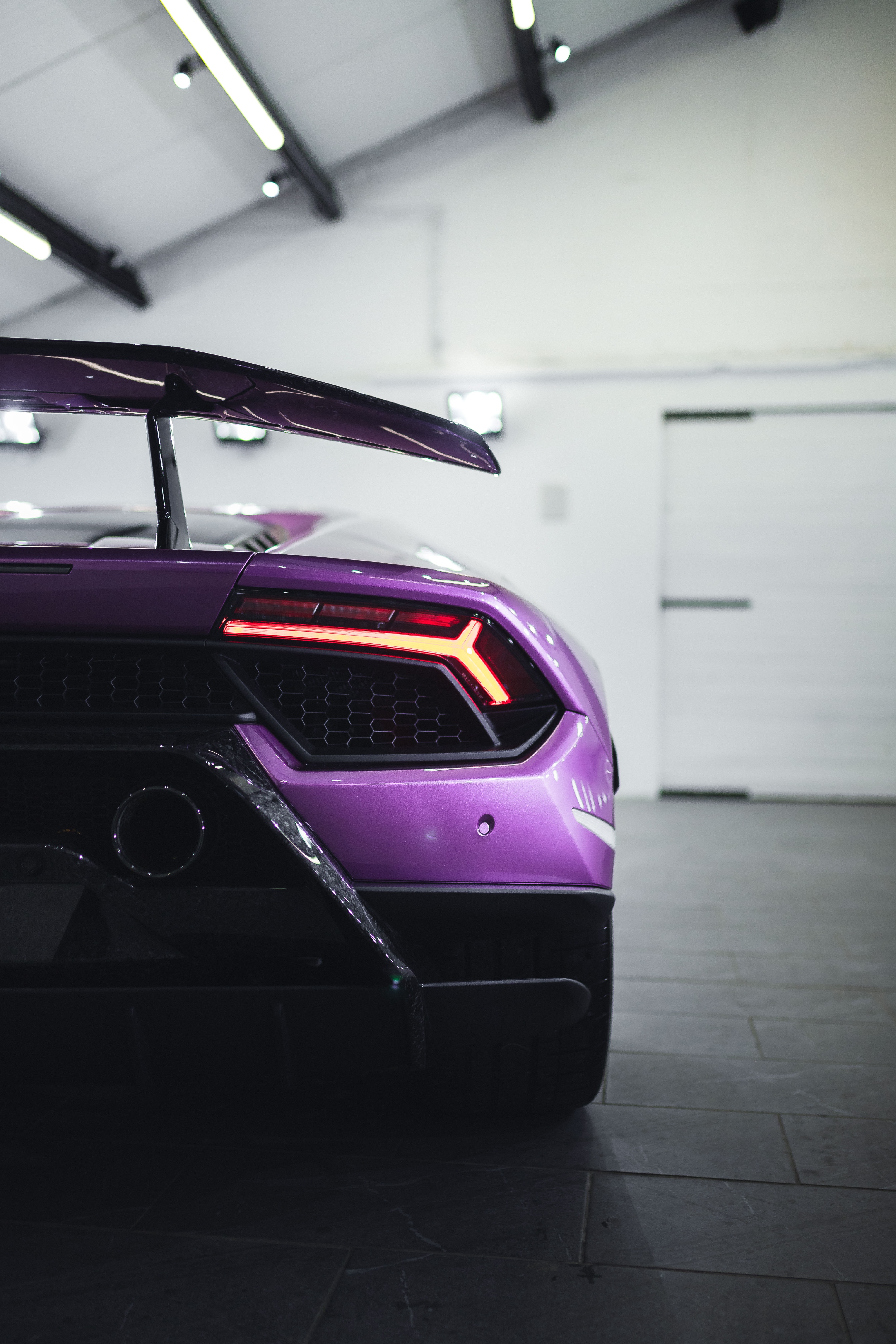 purple, supercar, sports car, violet, cars, lamborghini, sports, car, back view, rear view Free Stock Photo