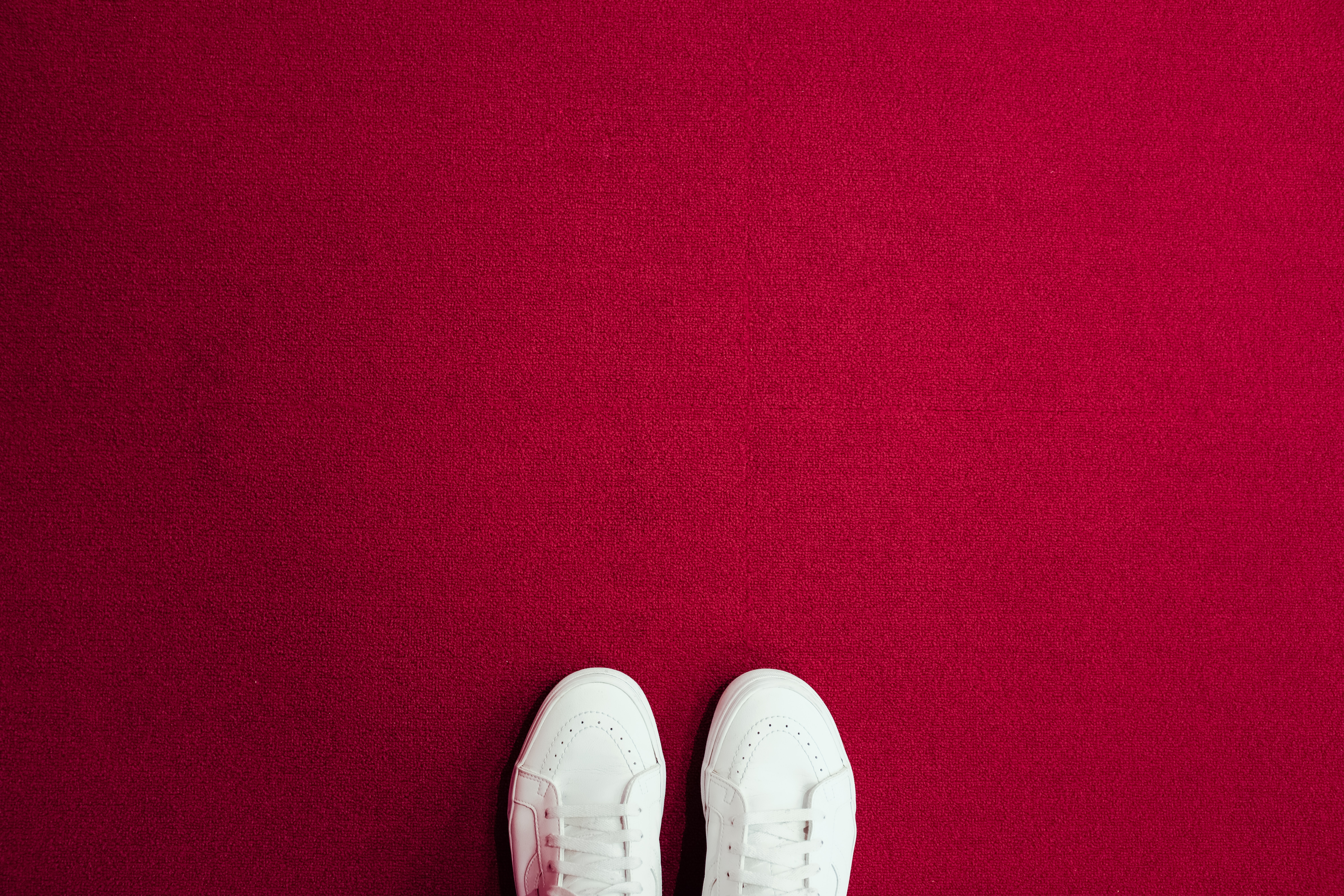 minimalism, red, legs, sneakers, carpet Full HD