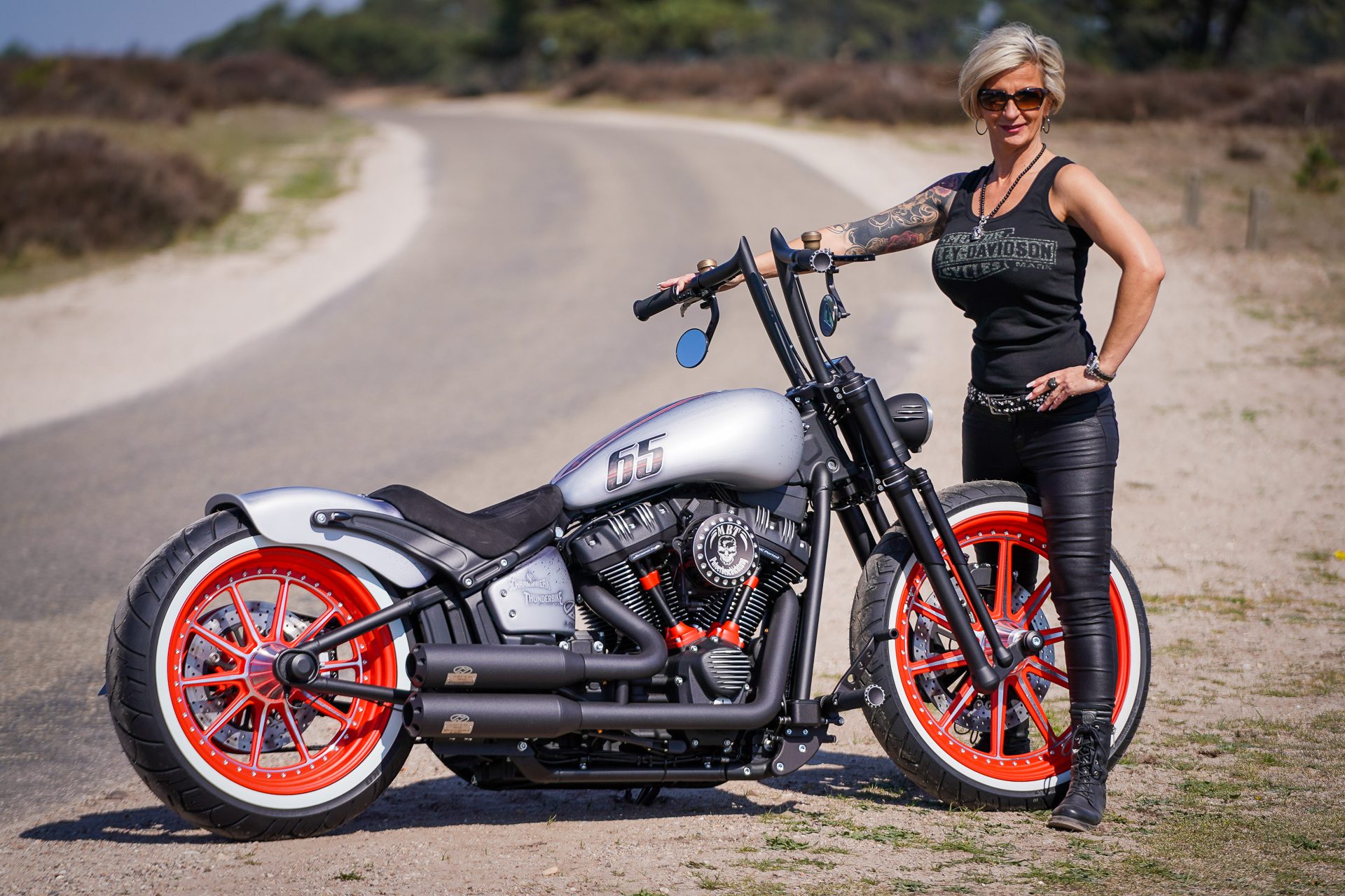 women, girls & motorcycles, biker, custom motorcycle, harley davidson, thunderbike customs 1080p