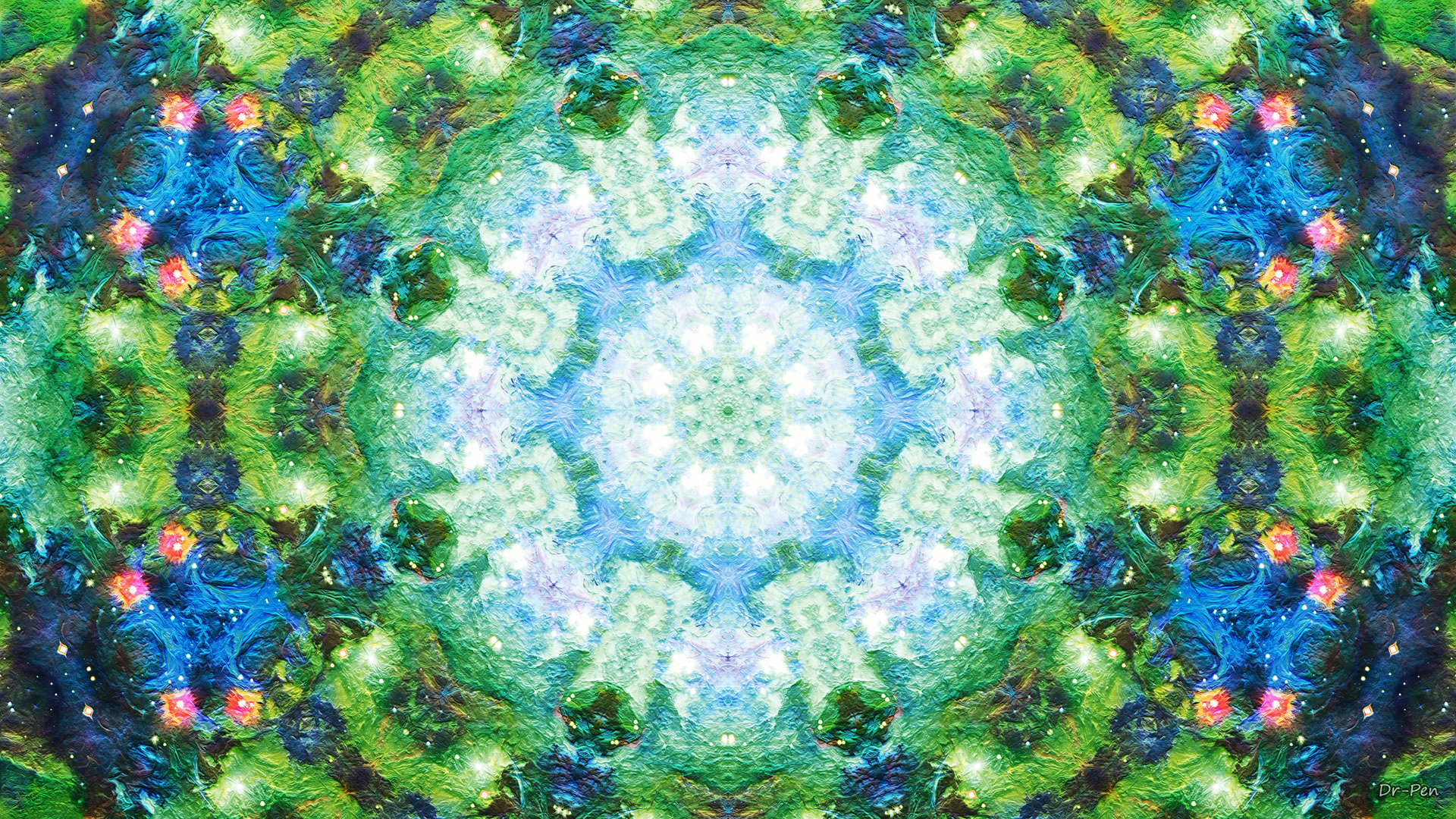 abstract, pattern, blue, green, mandala, manipulation, mosaic