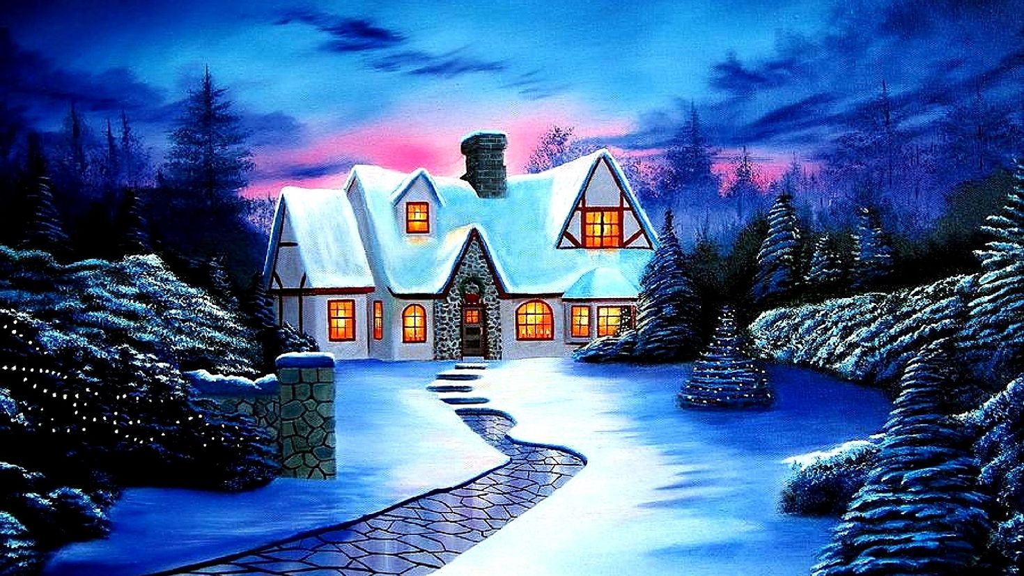 Зимний домик арт