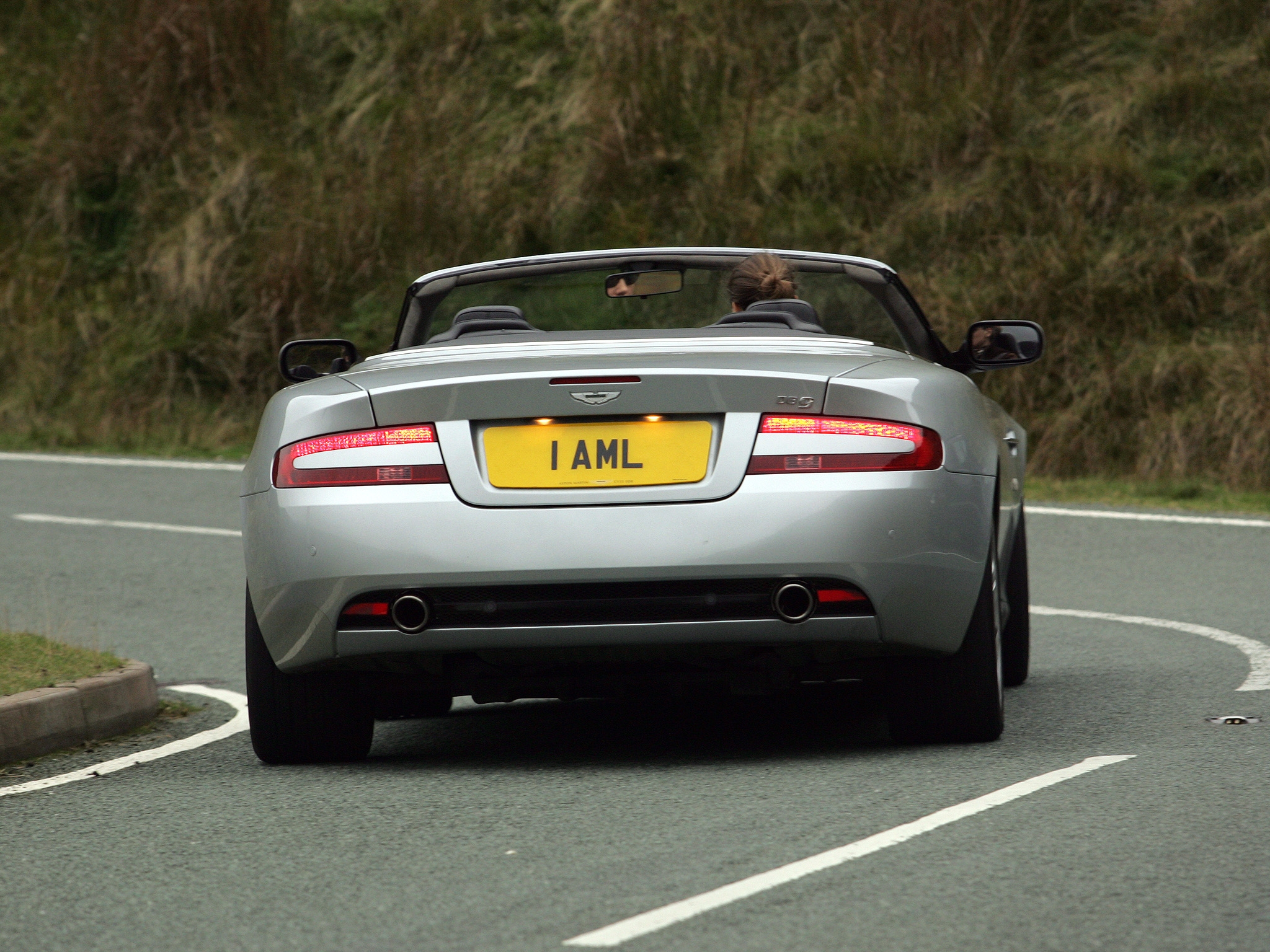 Download mobile wallpaper 2004, Silver Metallic, Db9, Style, Aston Martin, Asphalt, Back View, Auto, Cars, Rear View for free.