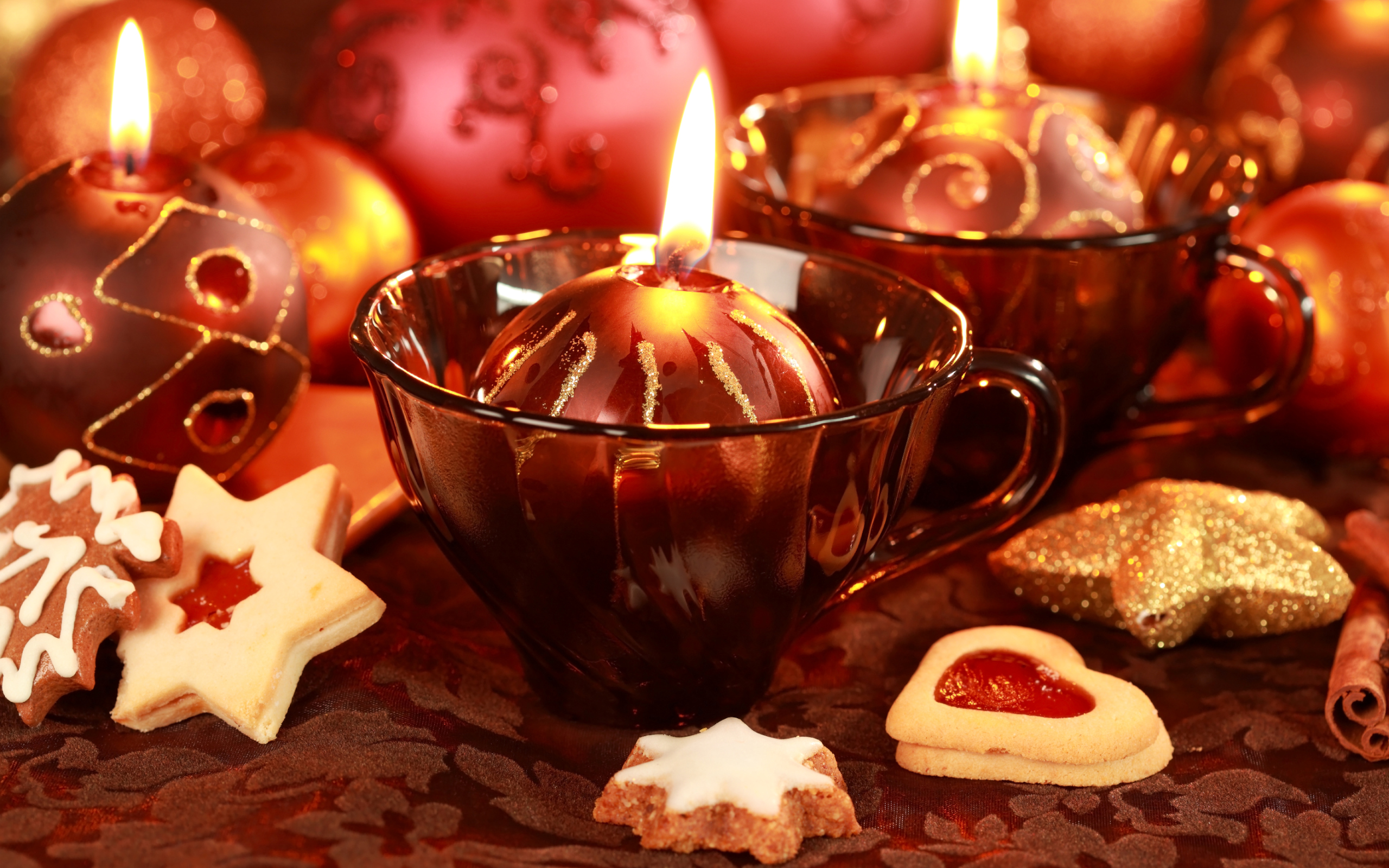 christmas, candle, holiday, cookie mobile wallpaper