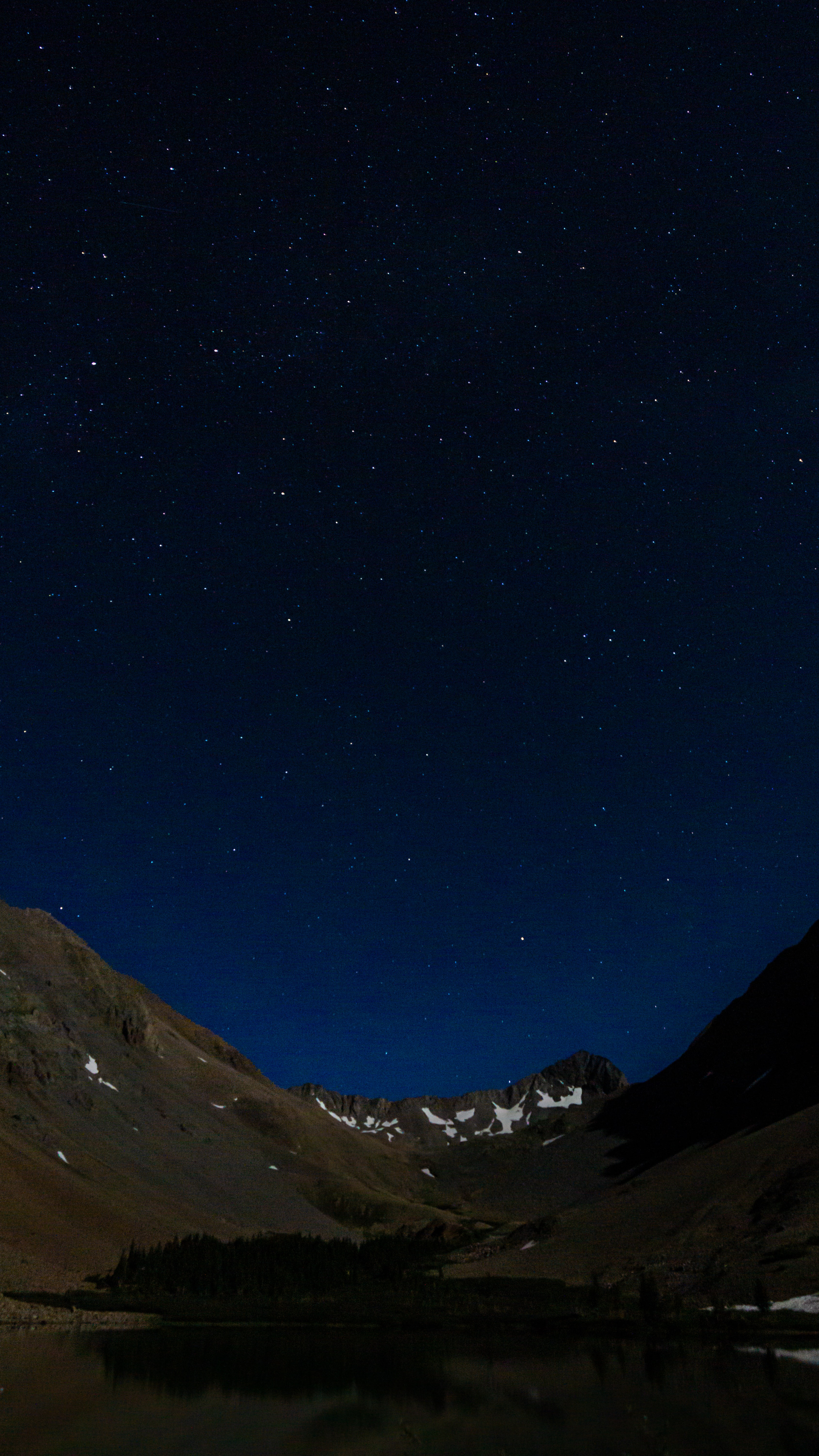 Download mobile wallpaper Relief, Lake, Starry Sky, Mountains, Night, Dark for free.
